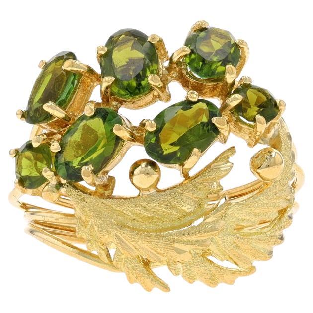 H. Stern Tourmaline Vintage Cluster Cocktail Ring - Yellow Gold 18k 2.85ctw Leaf For Sale