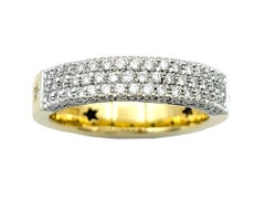 H. Stern Triple Row Diamond Band Ring with Star Designs in 18 Karat Yellow Gold