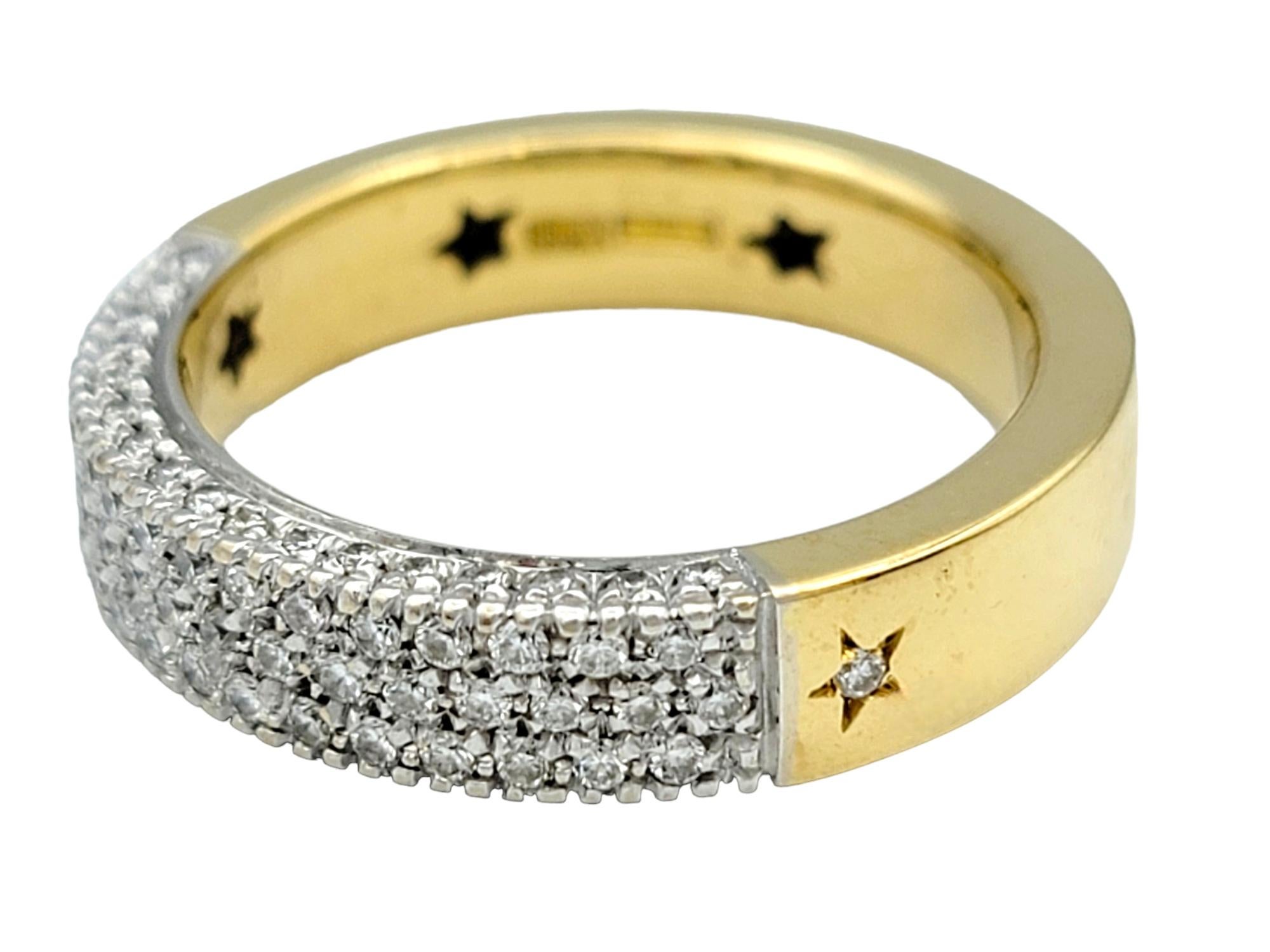 H. Stern Triple Row Diamond Band Ring with Star Designs in 18 Karat Yellow Gold For Sale 1