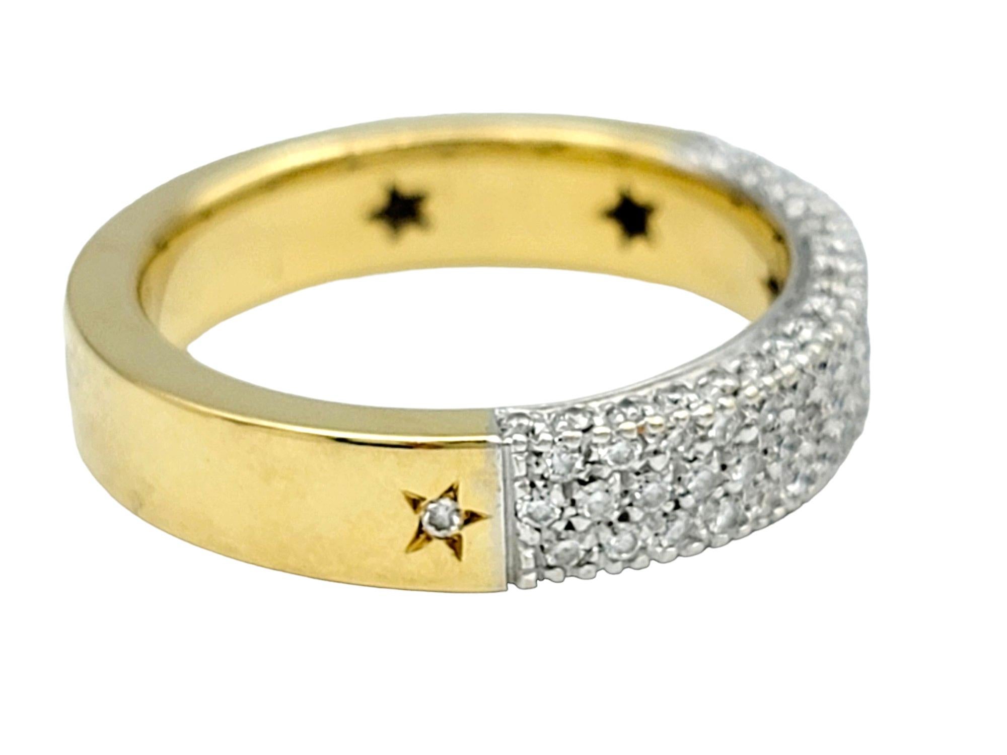 H. Stern Triple Row Diamond Band Ring with Star Designs in 18 Karat Yellow Gold For Sale 1