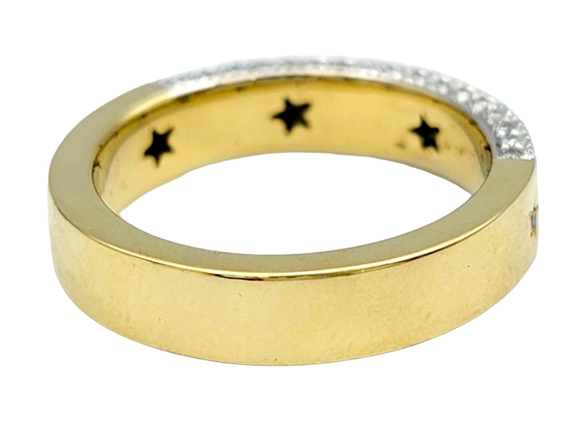 H. Stern Triple Row Diamond Band Ring with Star Designs in 18 Karat Yellow Gold For Sale 2
