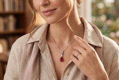 H. Stern Vintage 18K White Gold Pink Sapphire & Diamond Pendant Necklace