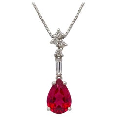 H. Stern Vintage 18K White Gold Pink Sapphire & Diamond Pendant Necklace