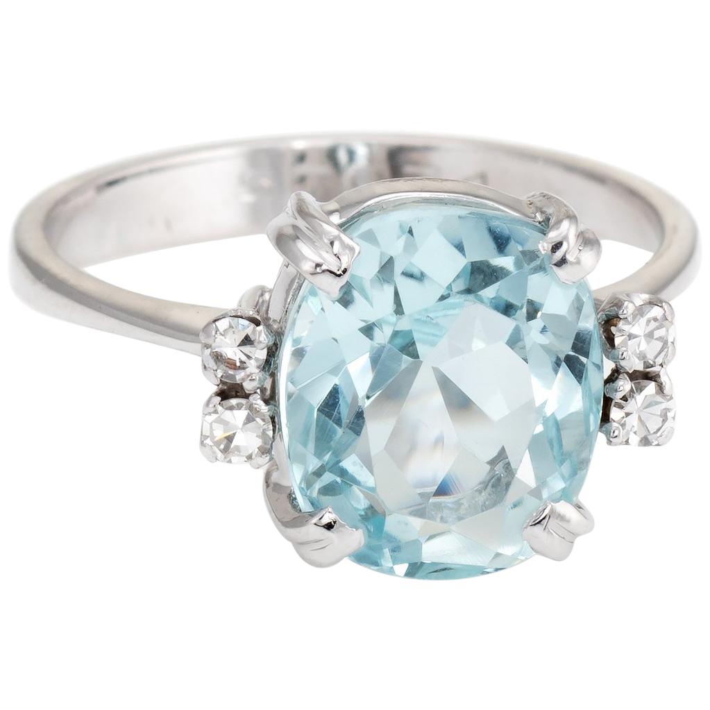 H Stern Vintage 5 Carat Aquamarine Diamond Ring 18 K Gold Estate Fine Jewelry