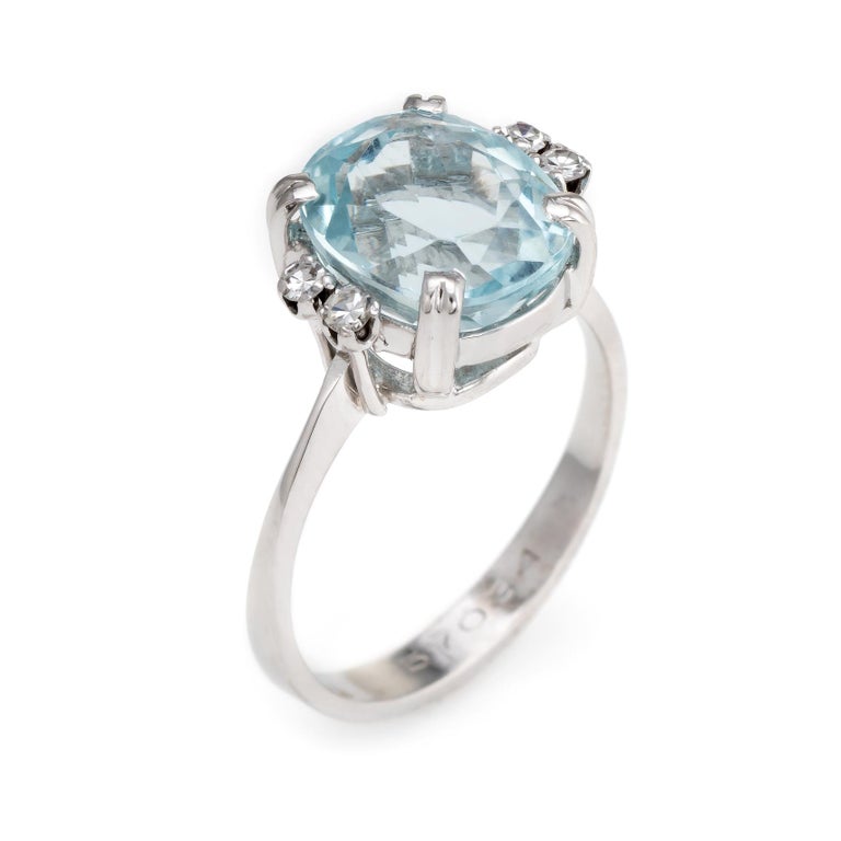 H Stern Vintage 5 Carat Aquamarine Diamond Ring 18 K Gold Estate Fine ...