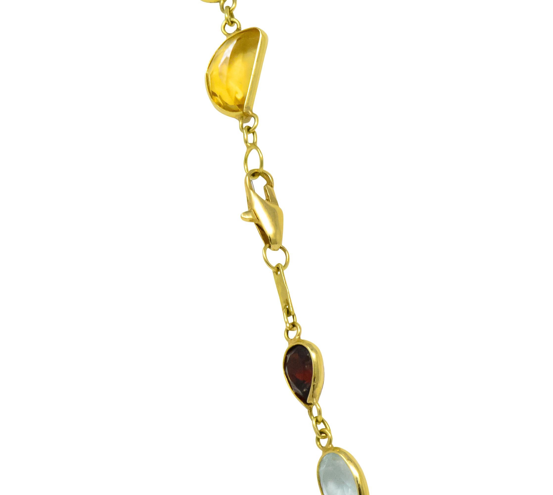 H. Stern Vintage Multi-Gem Amethyst Aquamarine Tourmaline 18 Karat Gold Necklace 1