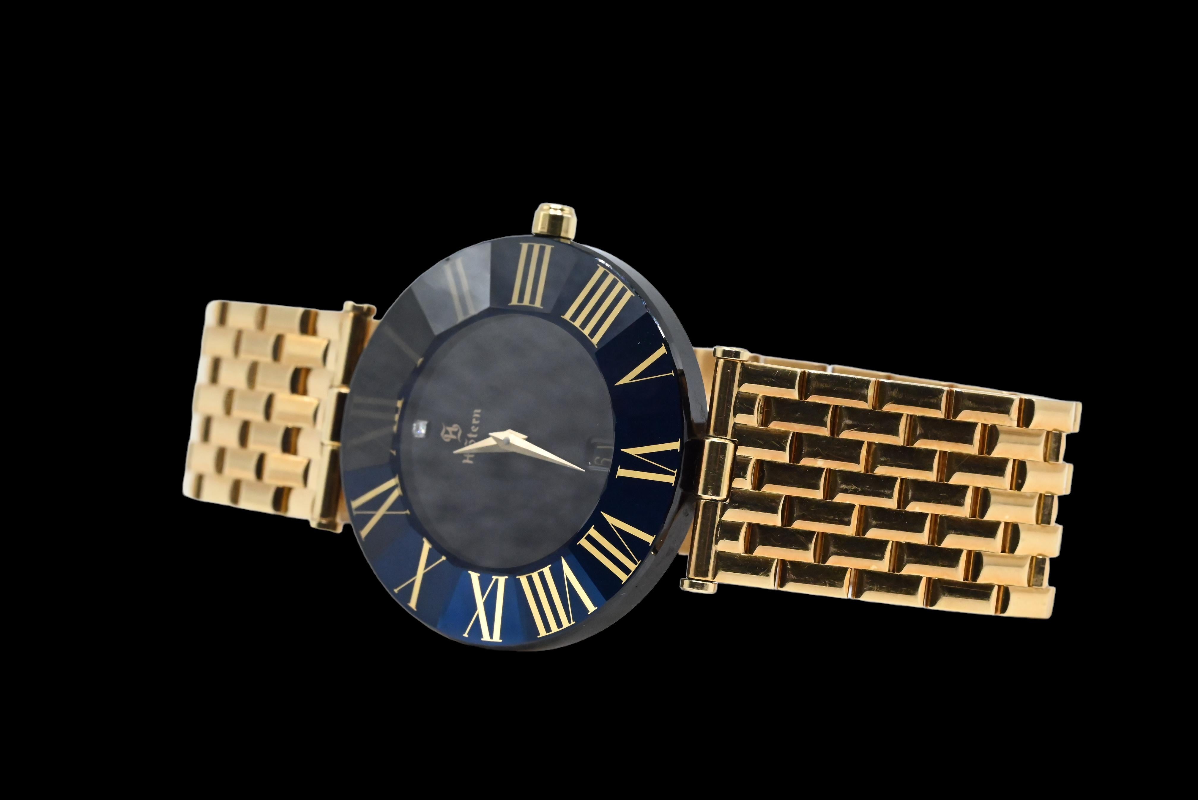 H. Stern Vintage Sapphire Wristwatch 34 MM 18K Yellow Gold 4