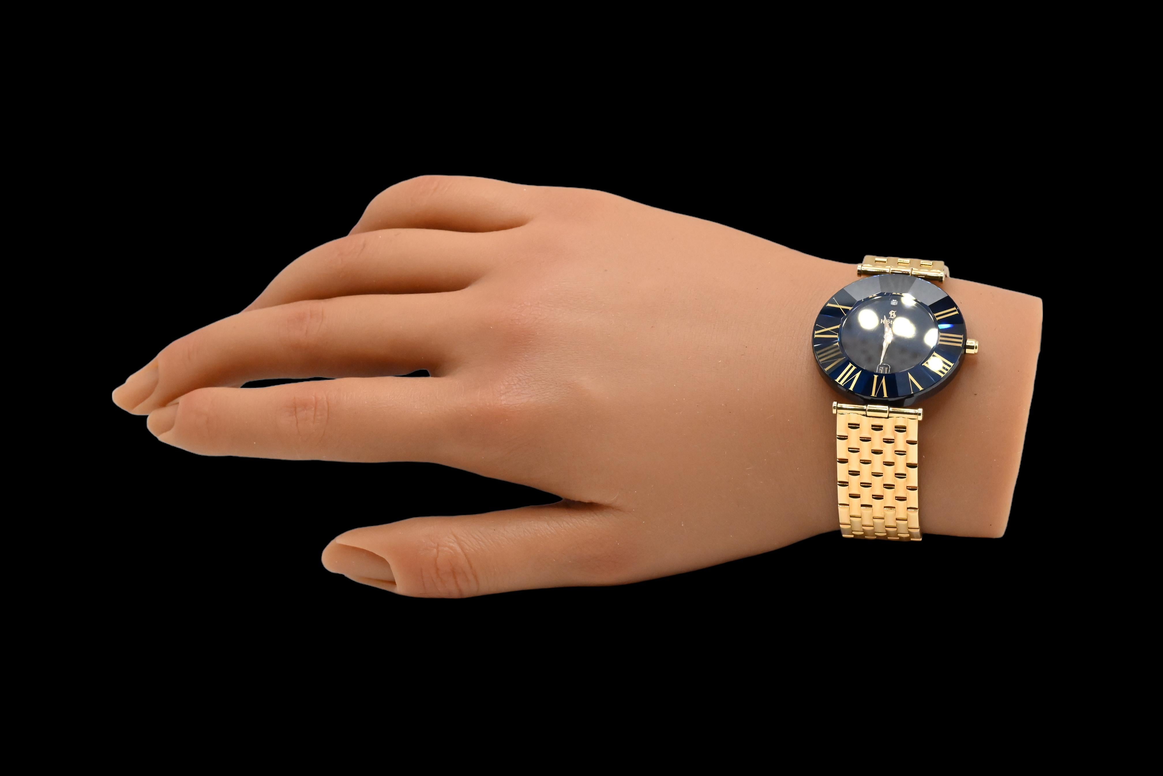 H. Stern Vintage Sapphire Wristwatch 34 MM 18K Yellow Gold 3