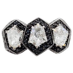 H. Stern White Diamond and Black Diamond Ring in 18 Karat Yellow Gold with GIA