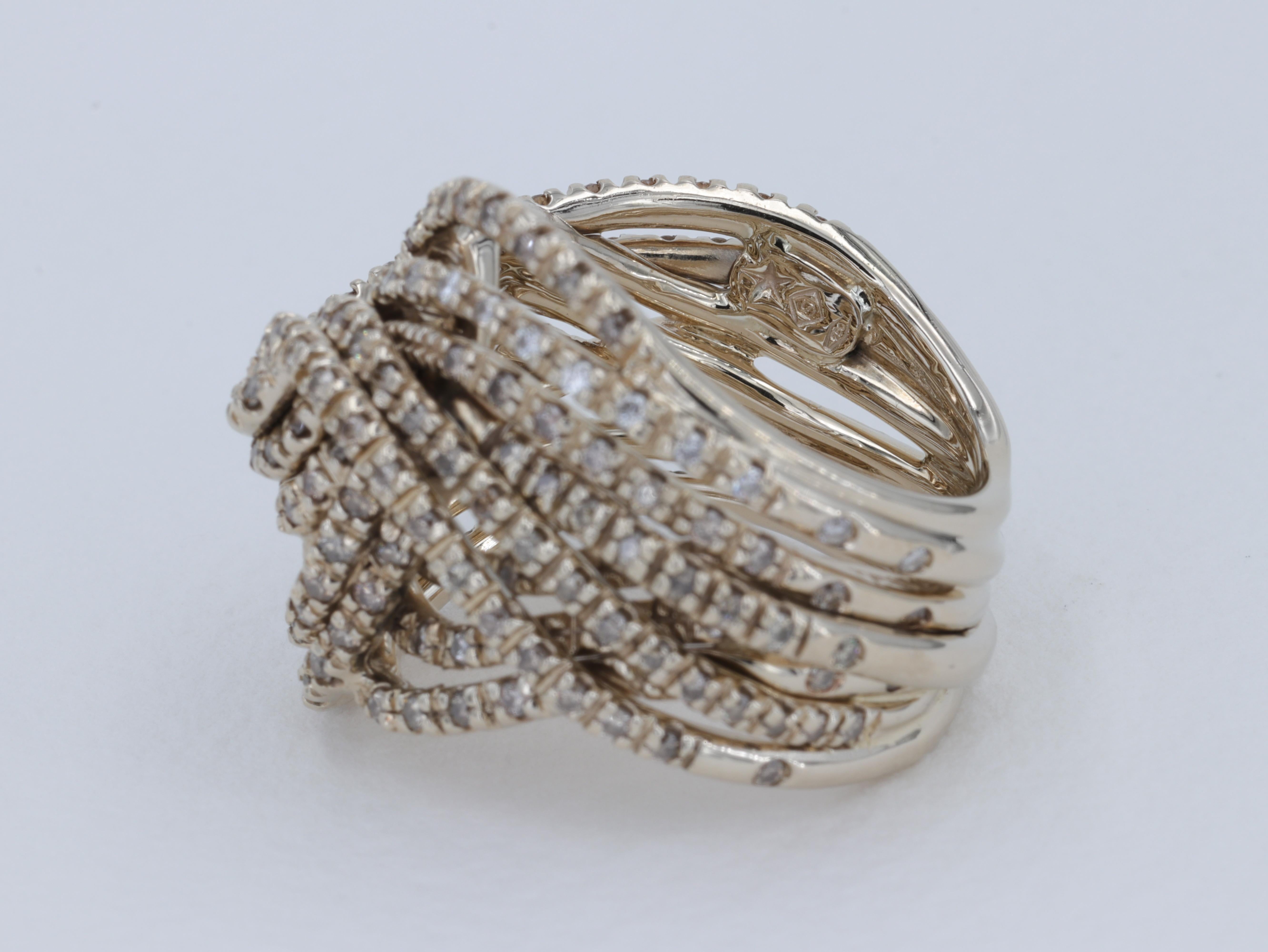 H. Stern Zephyr Diamond and Noble Gold Multi Row Twist Ring Band In Good Condition In Tampa, FL