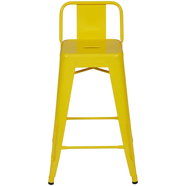 H Stool 65 With Low Back In Yellow By Tolix For At 1stdibs H Stool 65 With Low Back In Yellow By Tolix For