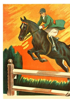 Original Horse Jumping Steeple Chase 1949 Equestrian vintage poster