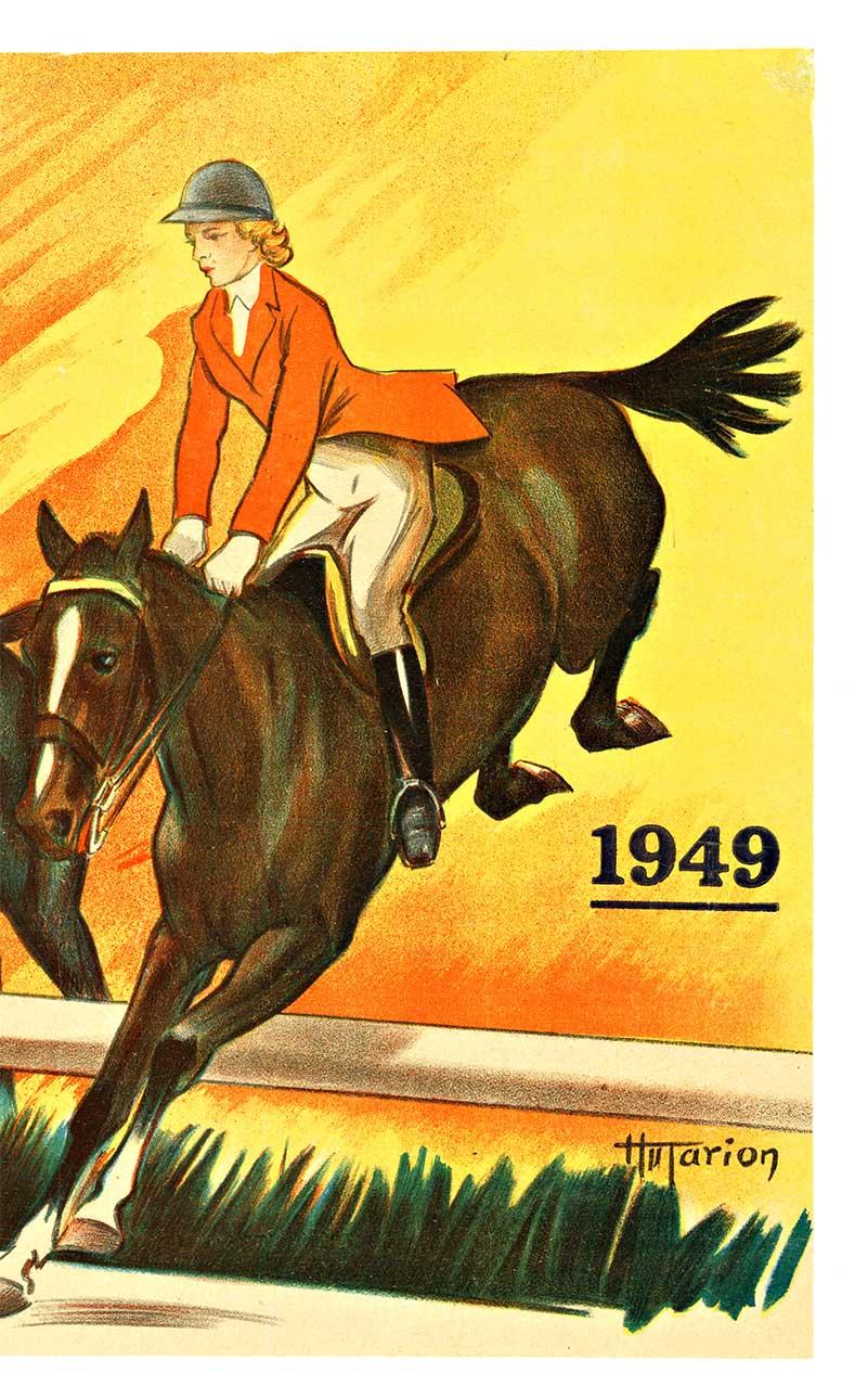 Poster d'epoca equestre originale di Salto a ostacoli 1949 - Print Realismo americano di H. Tarion