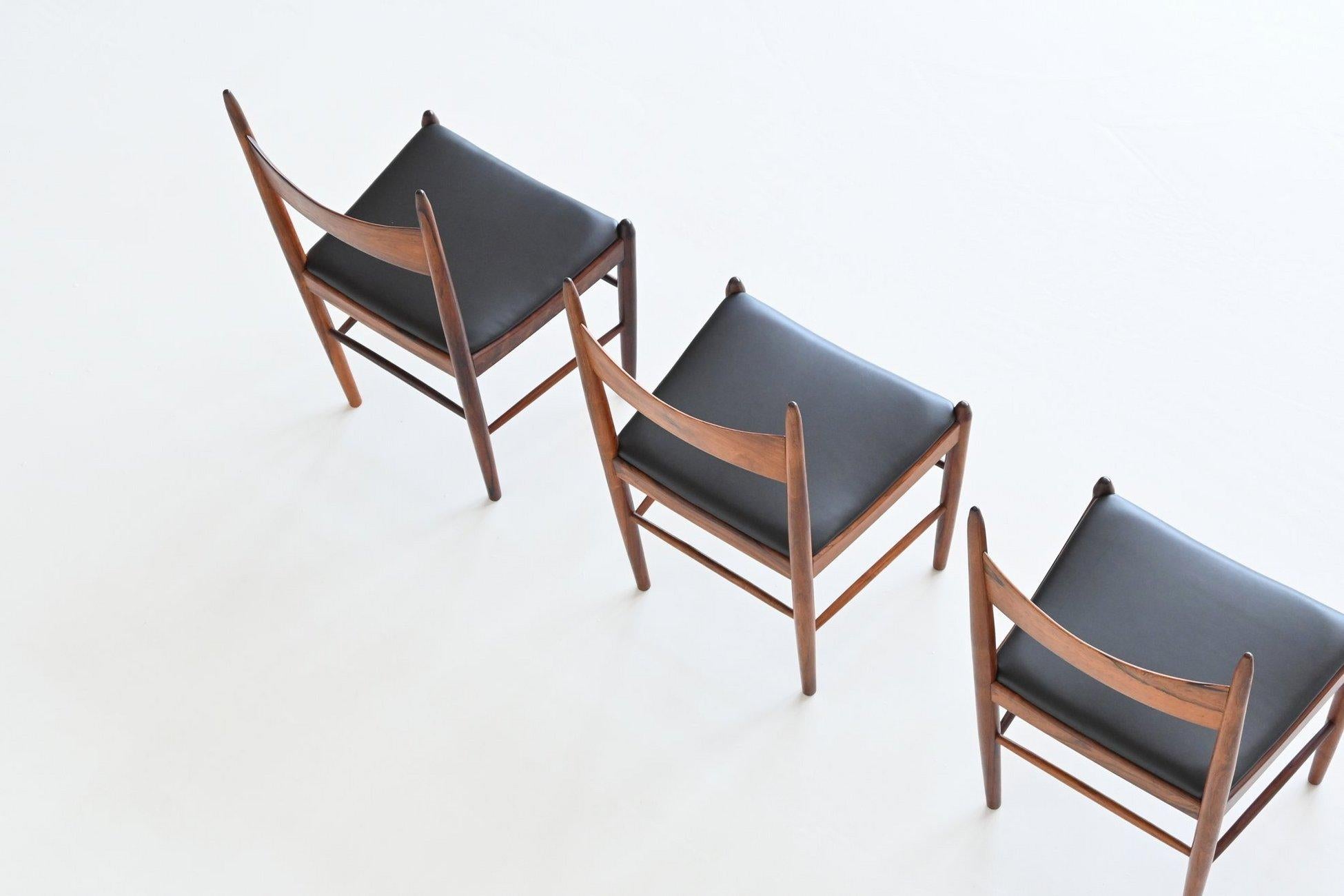  H. Vestervig Eriksen dining chairs in rosewood Brdr. Tromborg Denmark 1960 For Sale 5