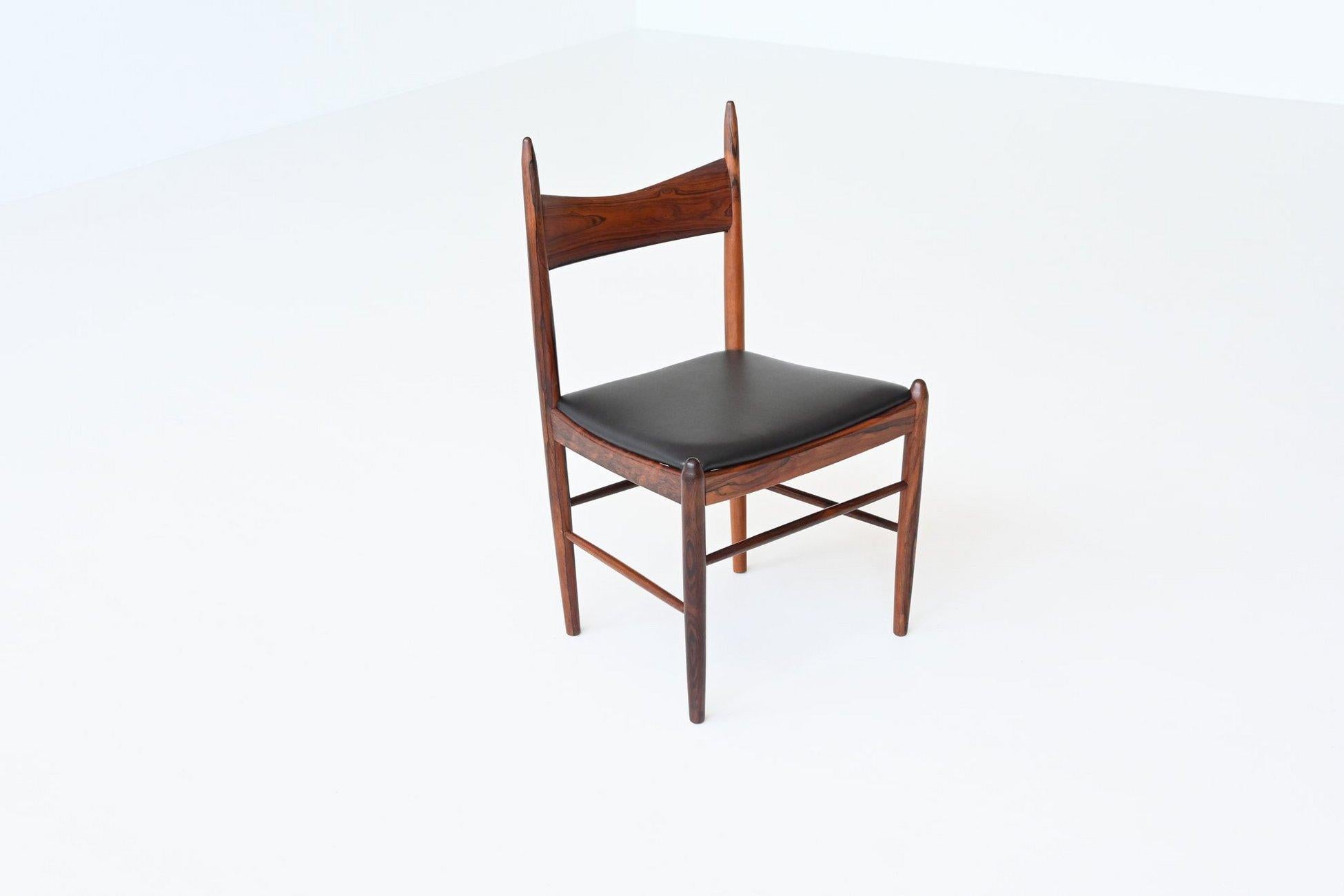  H. Vestervig Eriksen dining chairs in rosewood Brdr. Tromborg Denmark 1960 For Sale 8