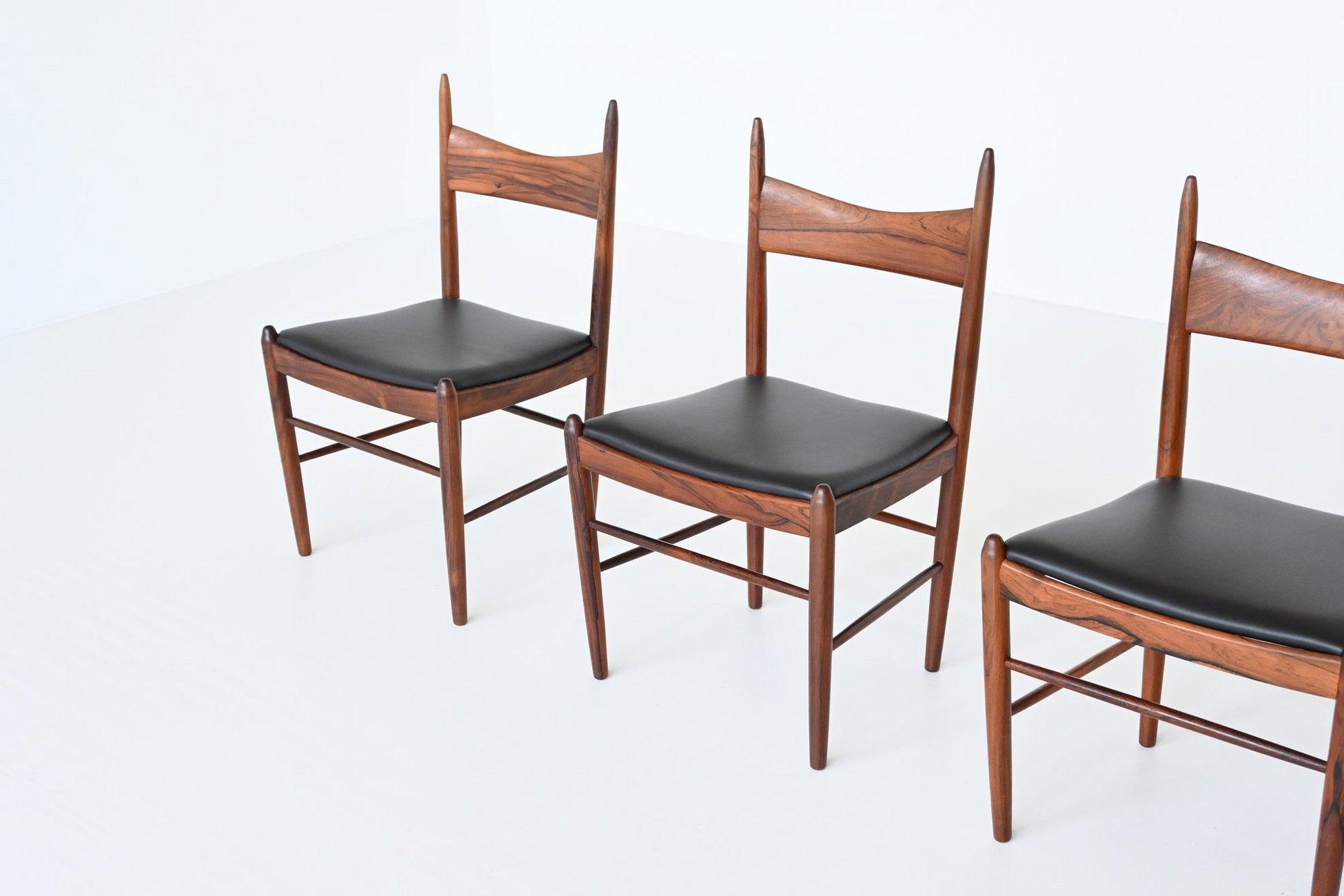 Scandinavian Modern  H. Vestervig Eriksen dining chairs in rosewood Brdr. Tromborg Denmark 1960 For Sale