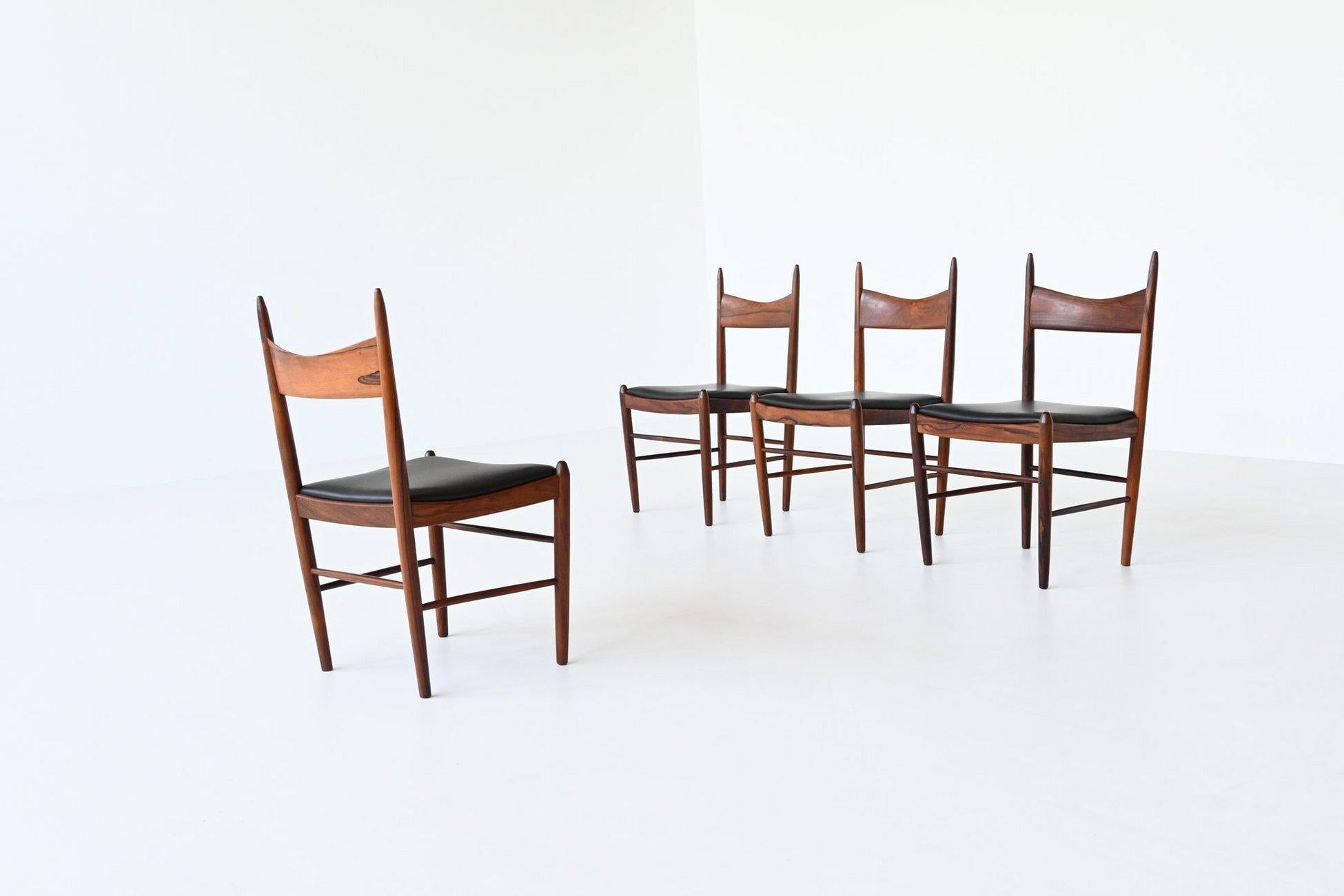  H. Vestervig Eriksen dining chairs in rosewood Brdr. Tromborg Denmark 1960 In Good Condition For Sale In Etten-Leur, NL