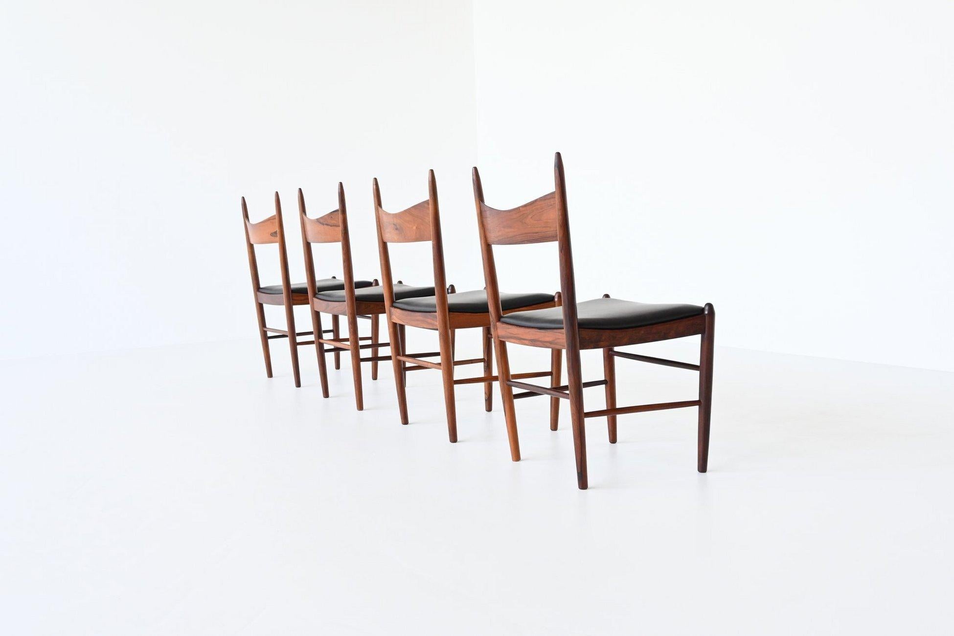 Mid-20th Century  H. Vestervig Eriksen dining chairs in rosewood Brdr. Tromborg Denmark 1960 For Sale