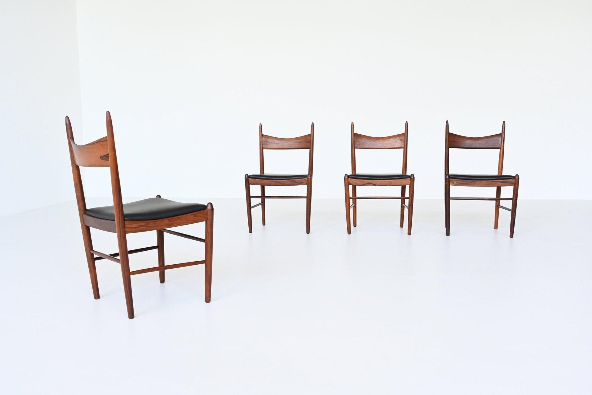  H. Vestervig Eriksen dining chairs in rosewood Brdr. Tromborg Denmark 1960 For Sale 1