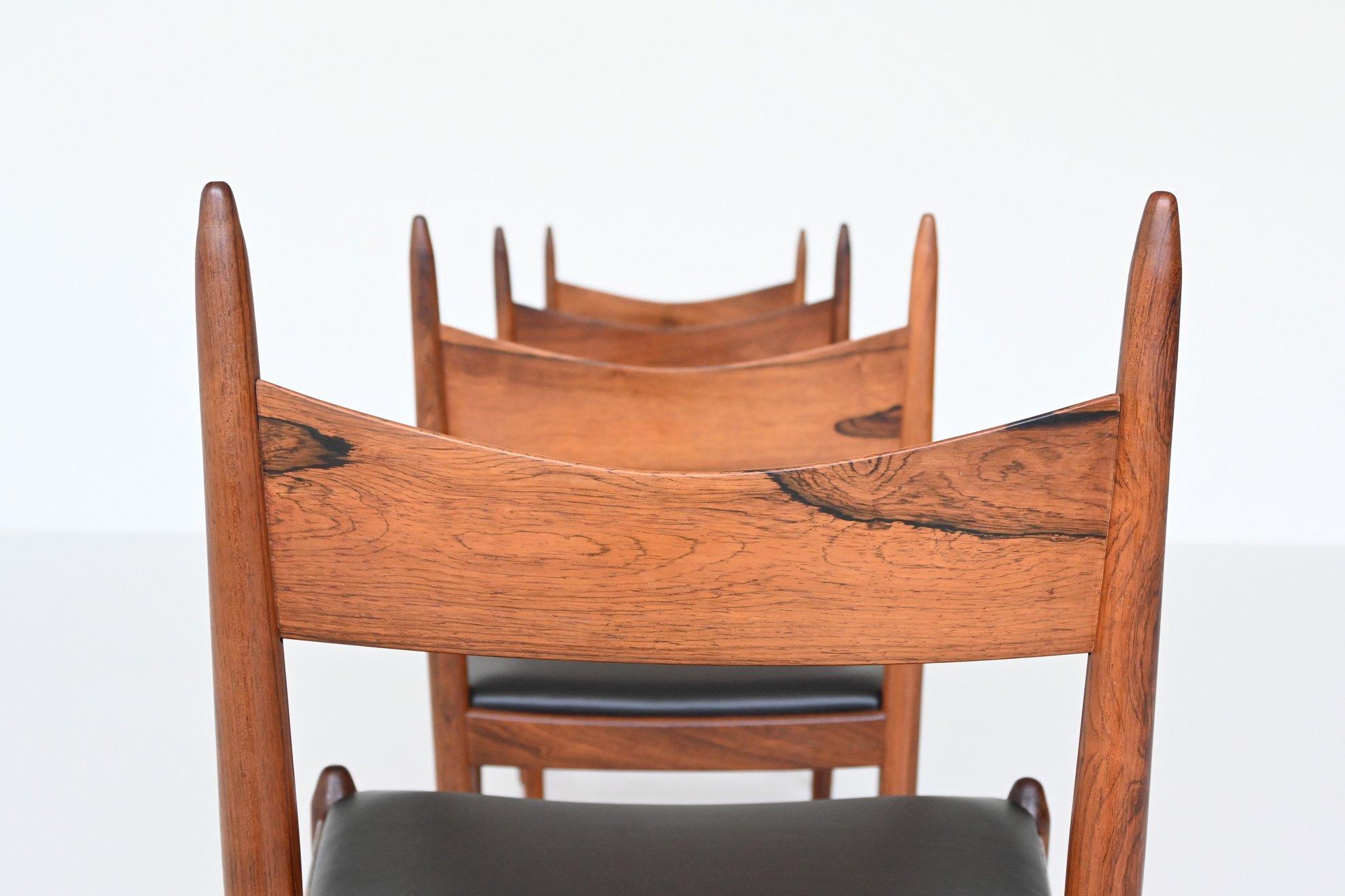 H. Vestervig Eriksen Rosewood Dining Chairs Brdr. Tromborg Denmark 1960 5