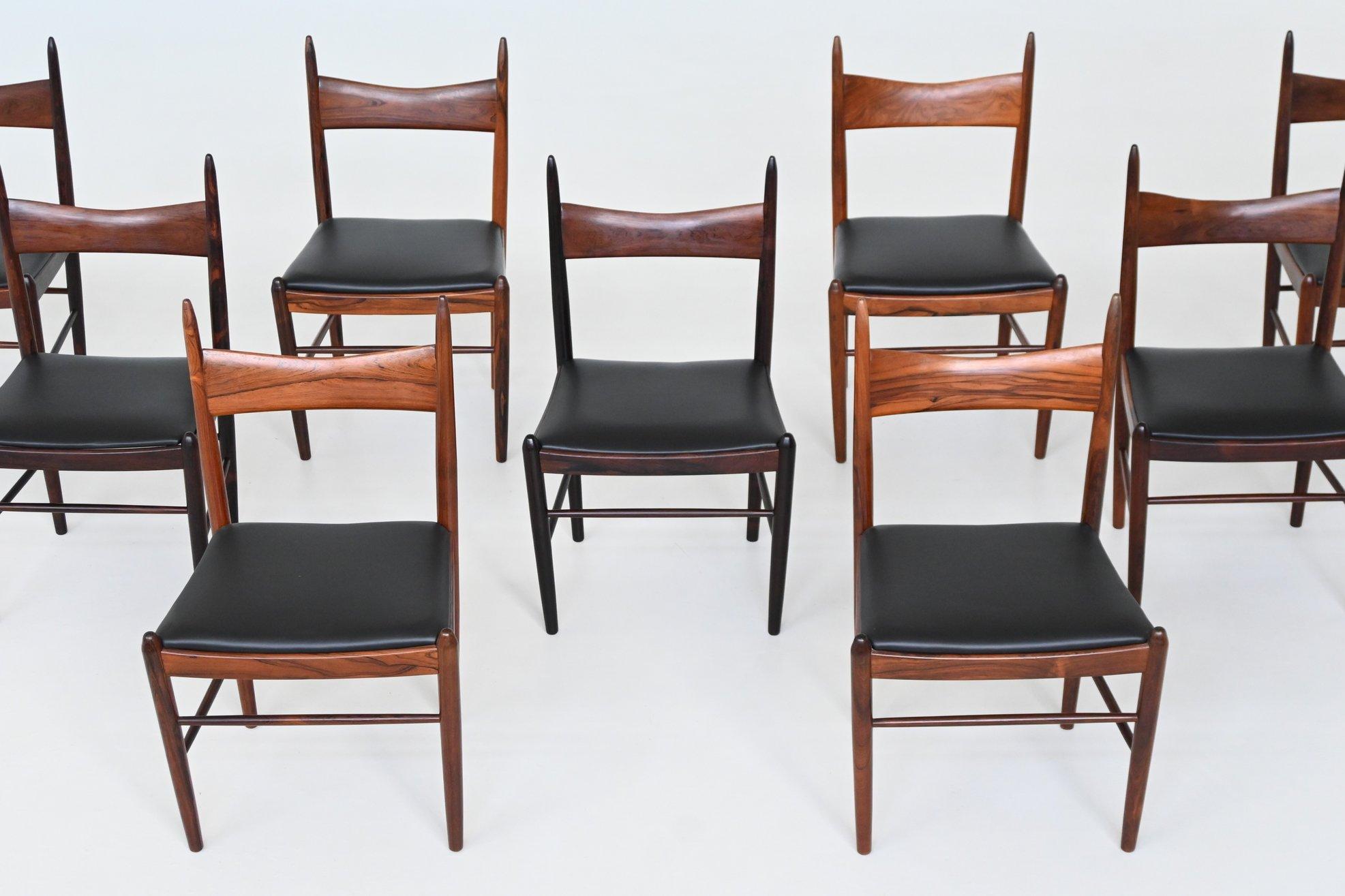 H. Vestervig Eriksen set of nine dining chairs rosewood Tromborg Denmark 1960 For Sale 4