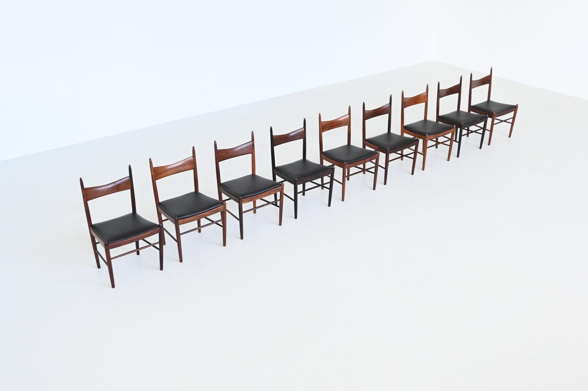 H. Vestervig Eriksen set of nine dining chairs rosewood Tromborg Denmark 1960 For Sale 1