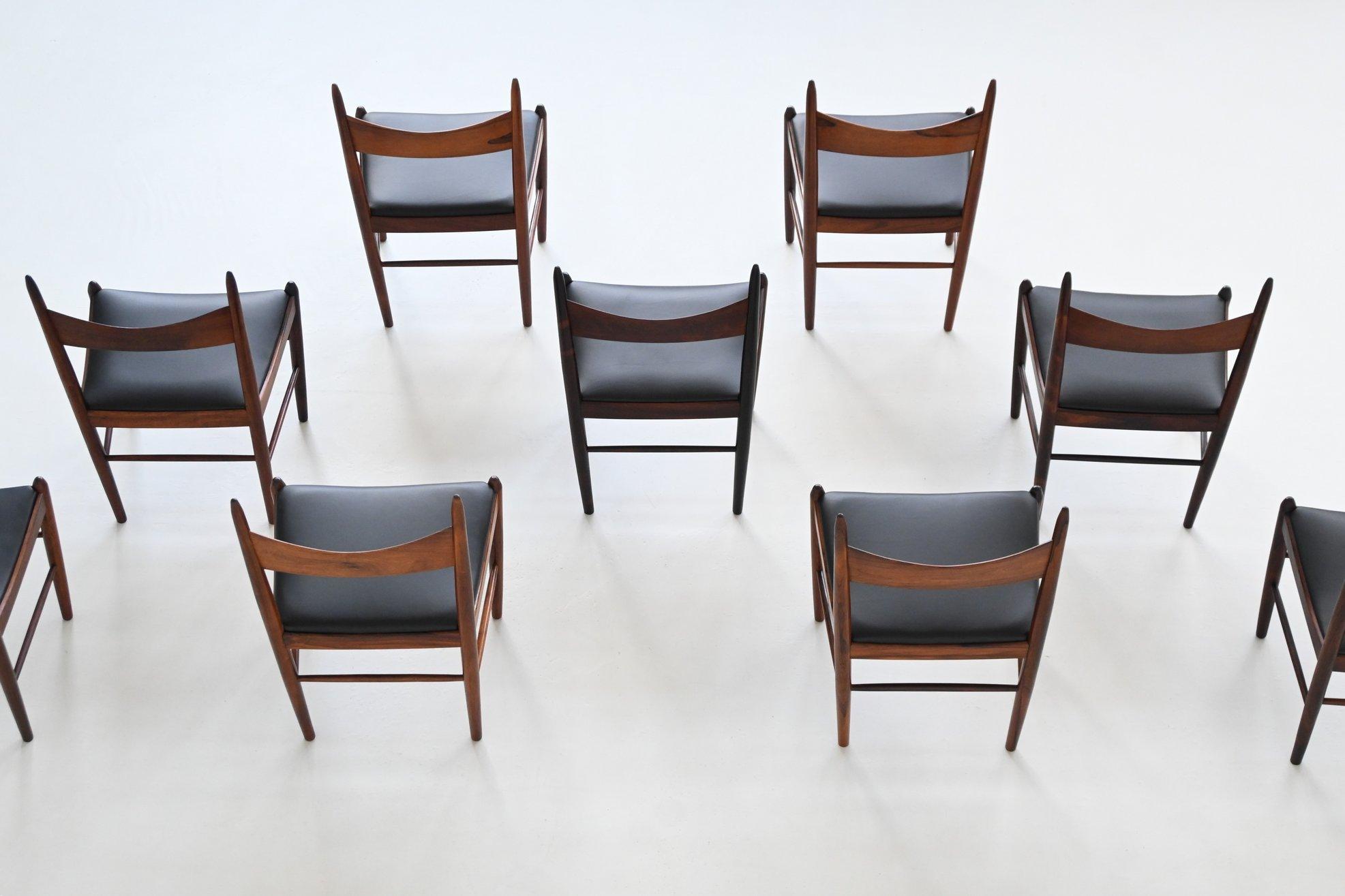 H. Vestervig Eriksen set of nine dining chairs rosewood Tromborg Denmark 1960 For Sale 3