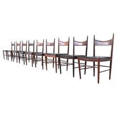 H. Vestervig Eriksen set of nine dining chairs rosewood Tromborg Denmark 1960
