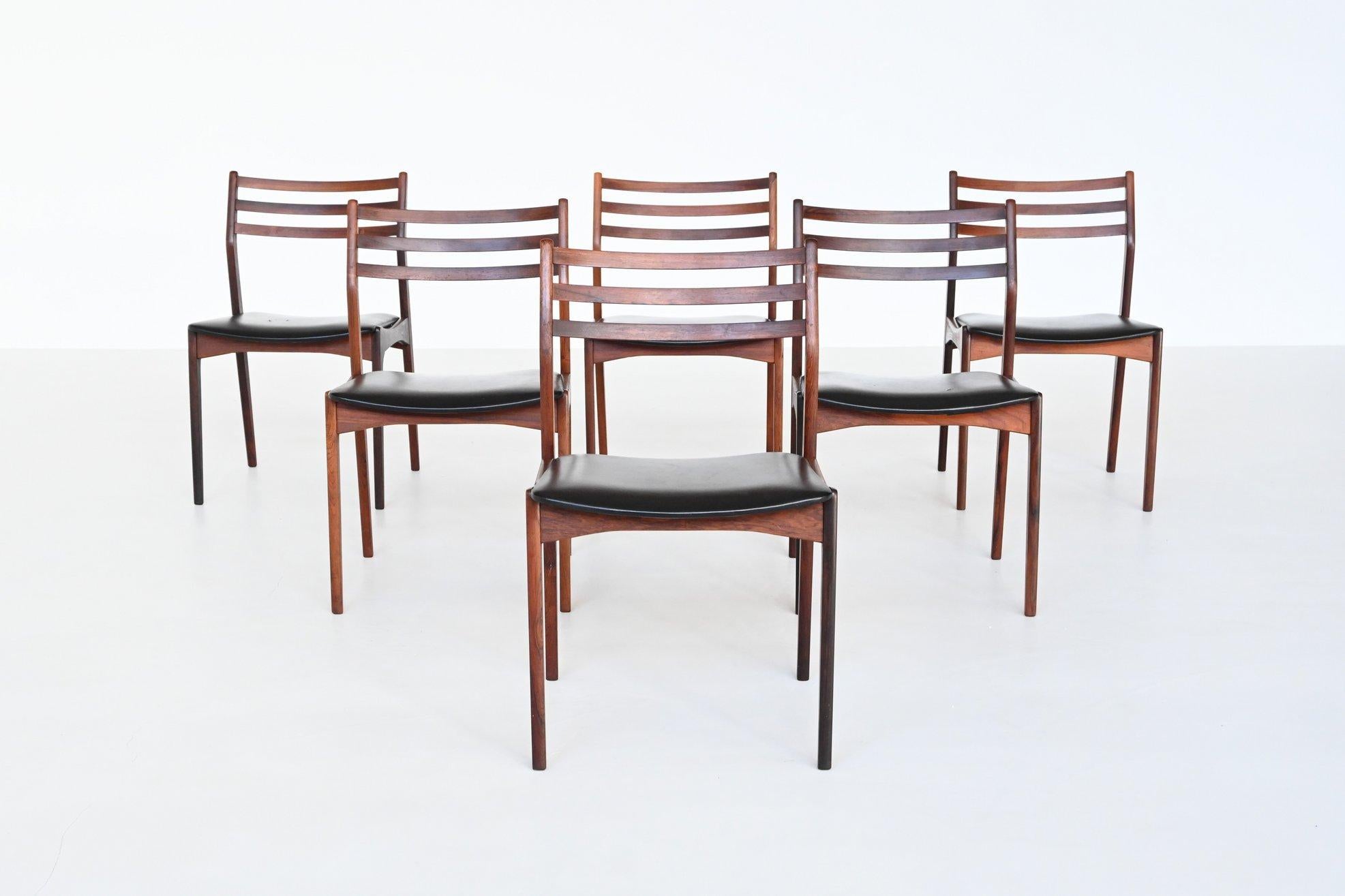 H. Vestervig Eriksen set of six rosewood dining chairs Brdr. Tromborg Denmark 19 3