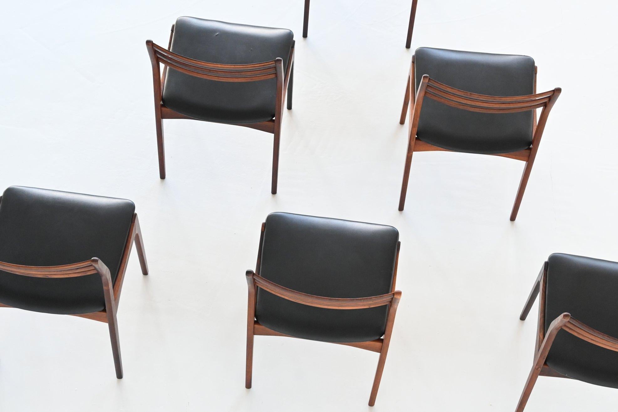 H. Vestervig Eriksen set of six rosewood dining chairs Brdr. Tromborg Denmark 19 4