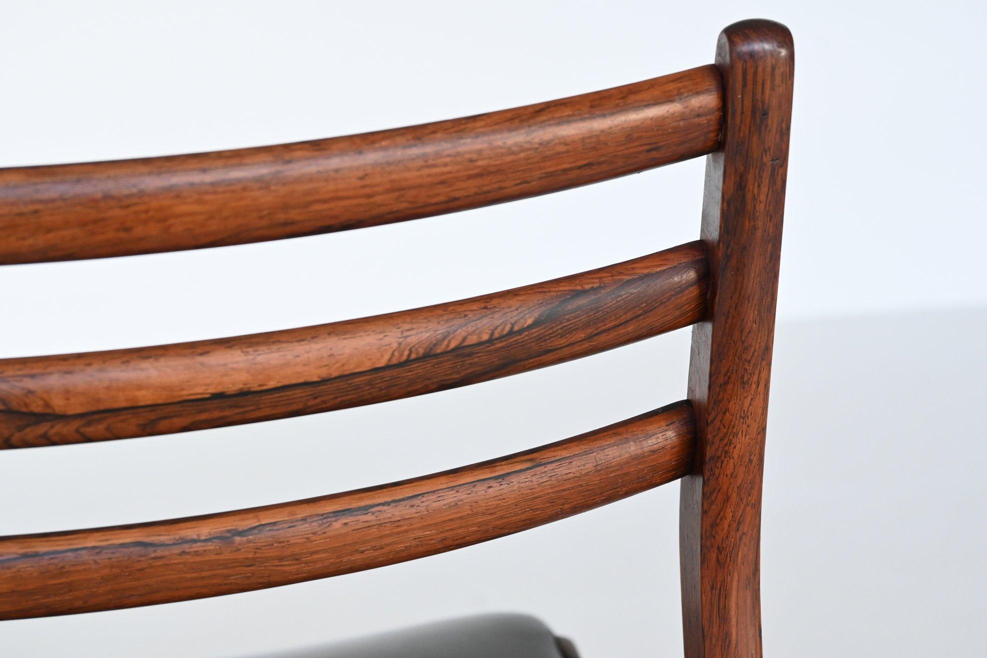 H. Vestervig Eriksen set of six rosewood dining chairs Brdr. Tromborg Denmark 19 11