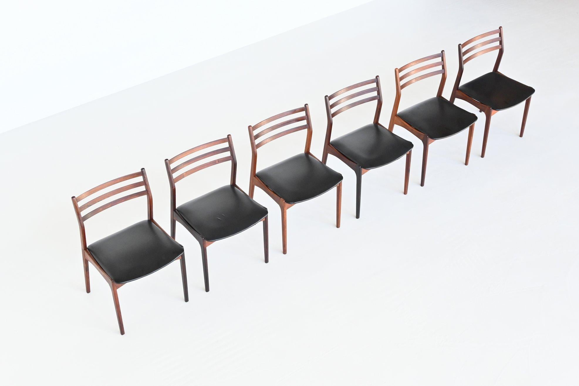 Danish H. Vestervig Eriksen set of six rosewood dining chairs Brdr. Tromborg Denmark 19