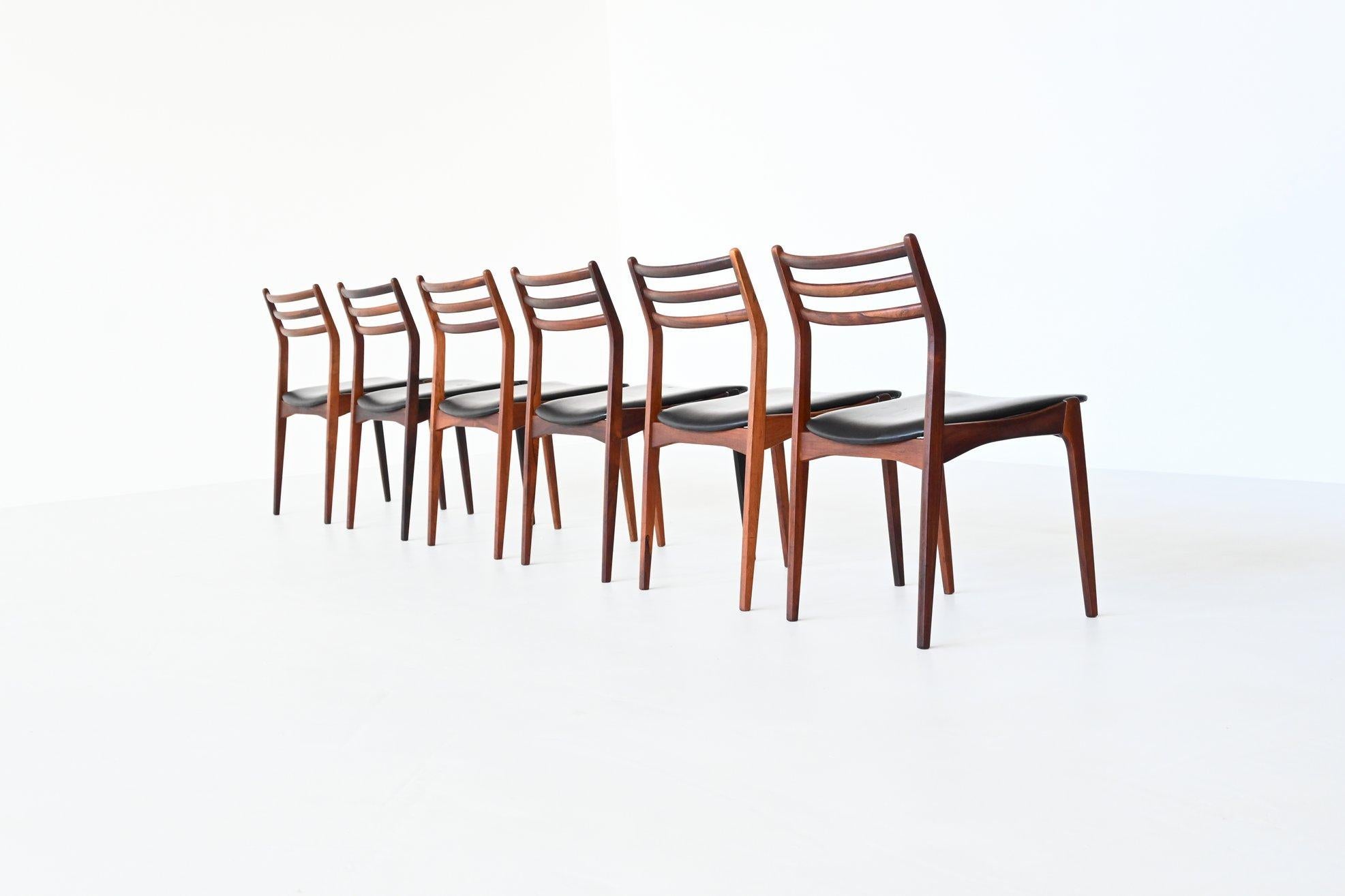 H. Vestervig Eriksen set of six rosewood dining chairs Brdr. Tromborg Denmark 19 In Good Condition In Etten-Leur, NL