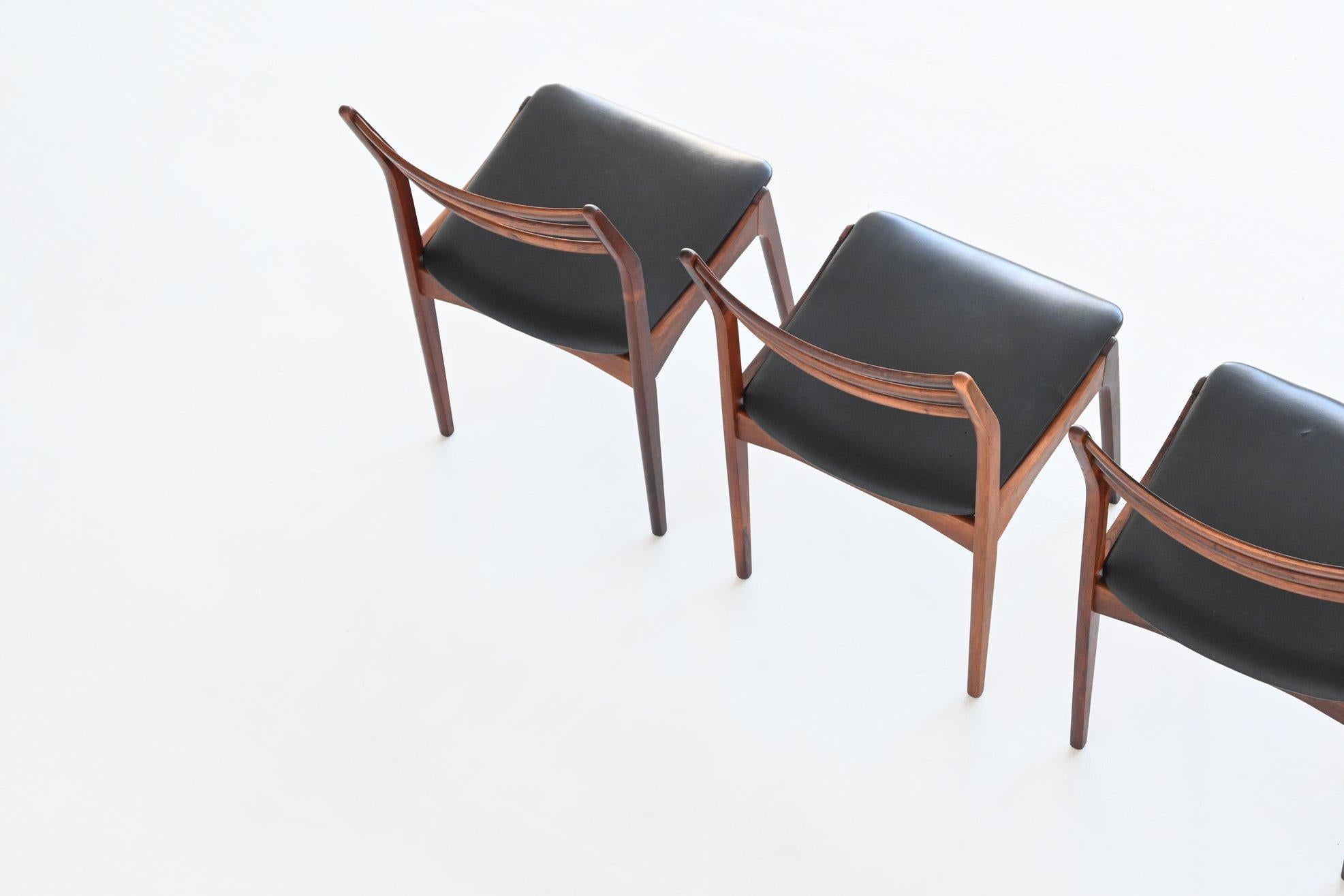 Faux Leather H. Vestervig Eriksen set of six rosewood dining chairs Brdr. Tromborg Denmark 19
