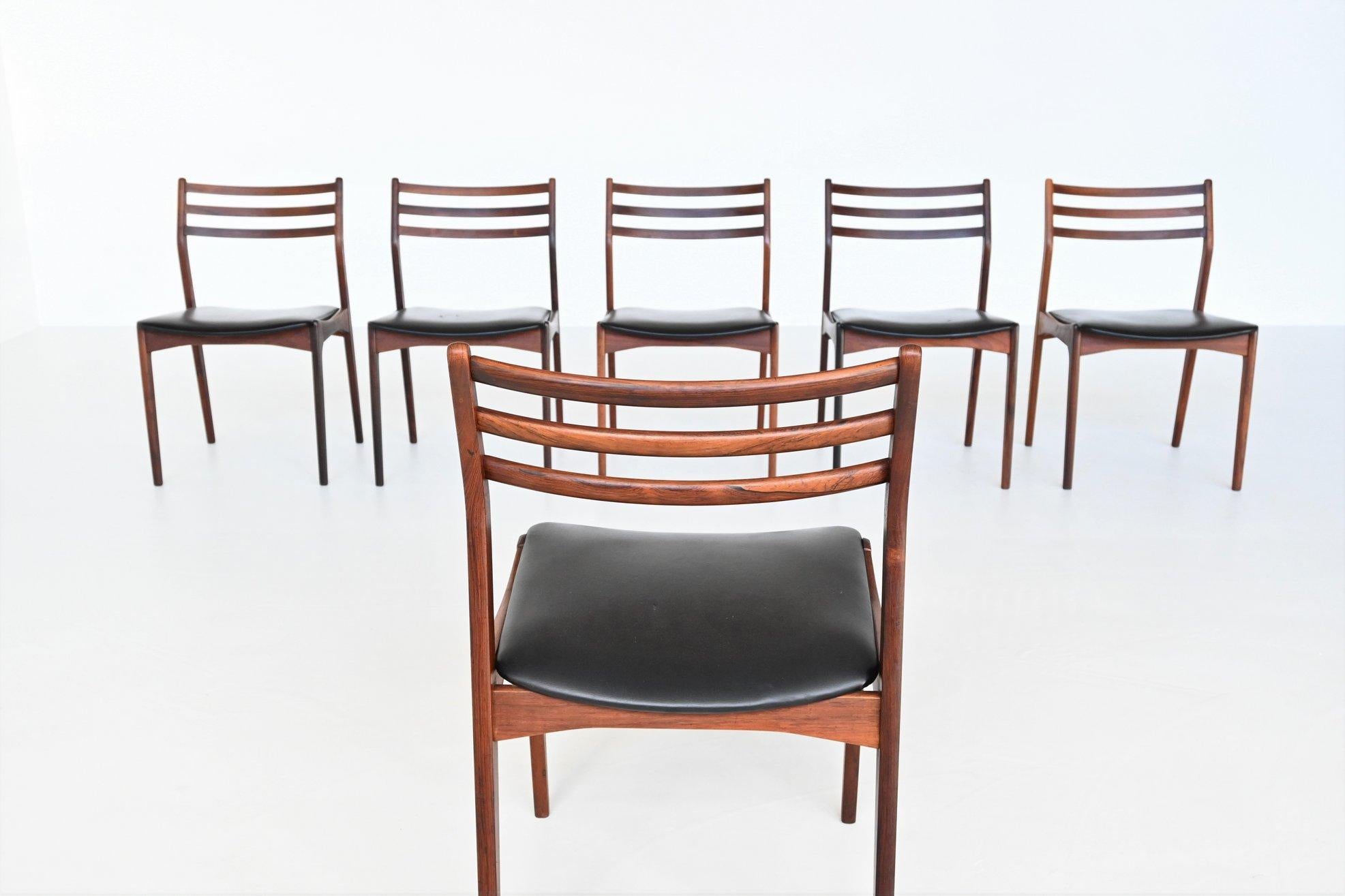 H. Vestervig Eriksen set of six rosewood dining chairs Brdr. Tromborg Denmark 19 2