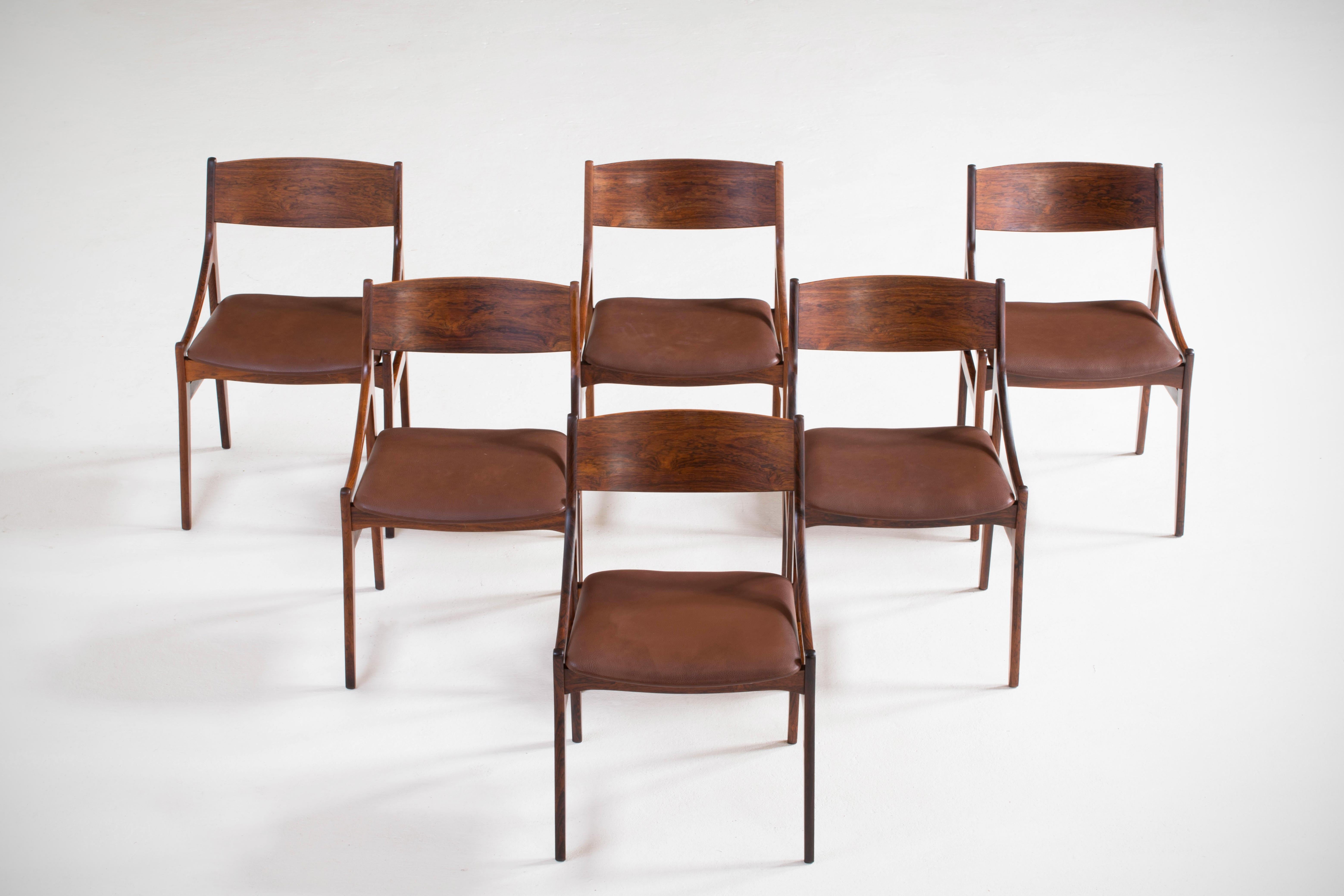20th Century H. Vestervig Eriksen, Set of Six Rosewood Dining Chairs