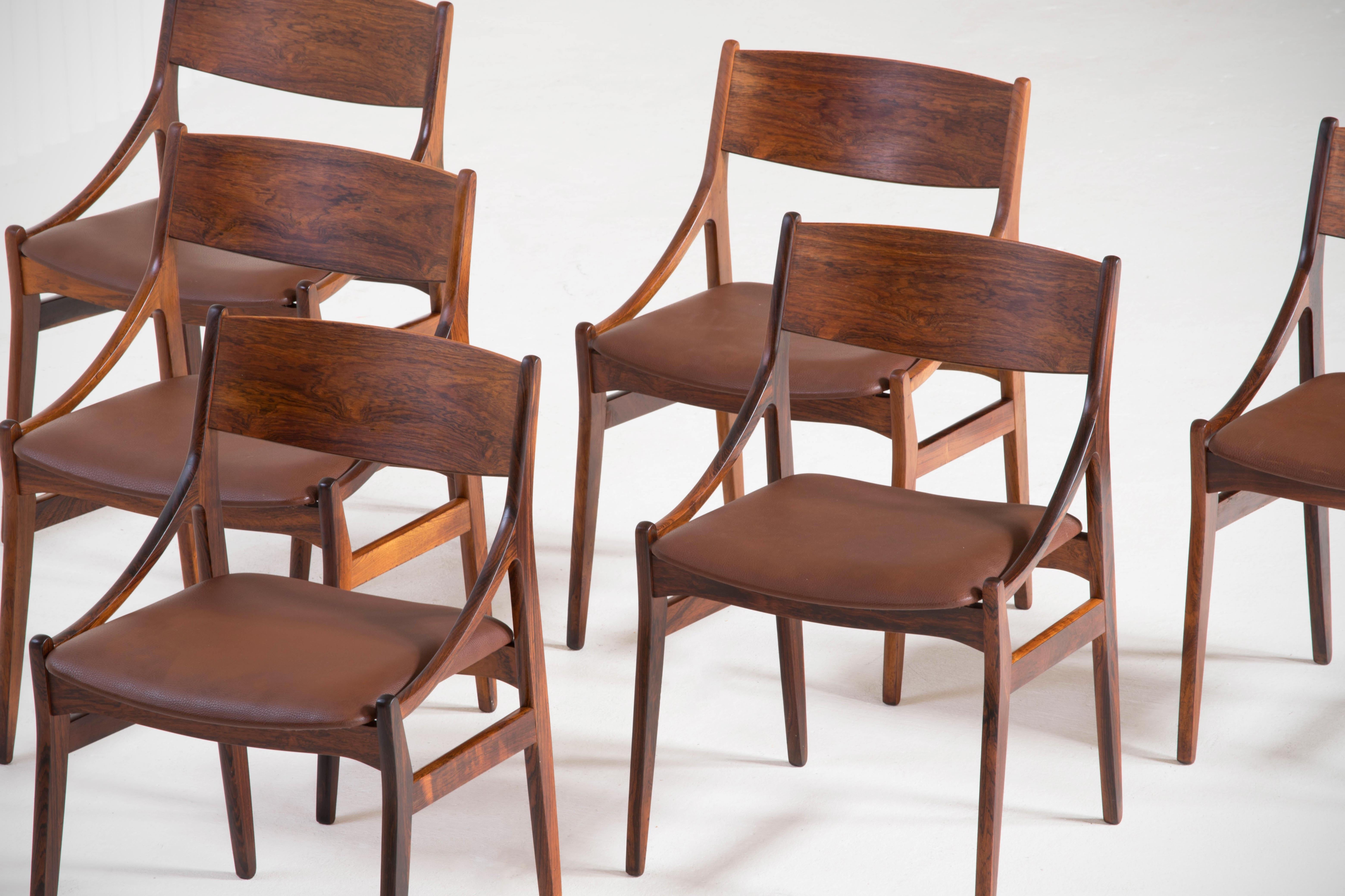 H. Vestervig Eriksen, Set of Six Rosewood Dining Chairs 2
