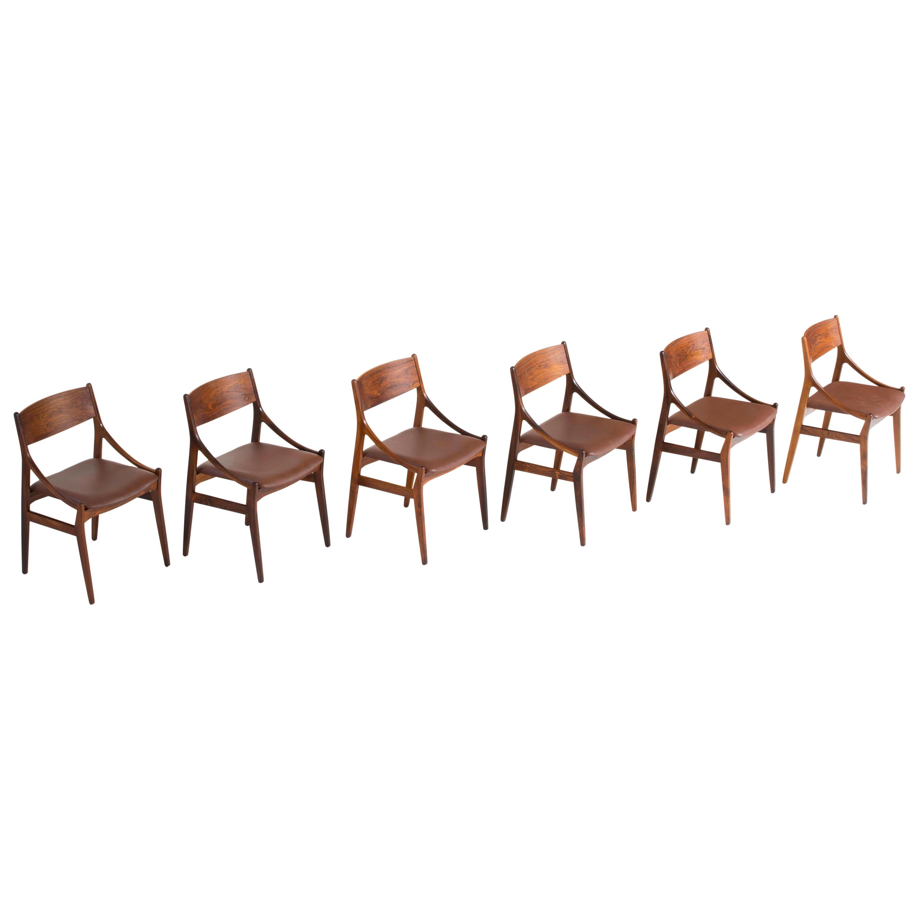 H. Vestervig Eriksen, Set of Six Rosewood Dining Chairs