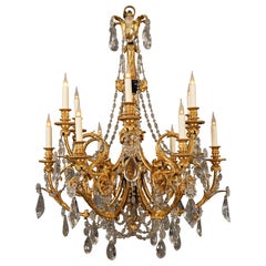 H. Vian, Araña "Báquica" de cristal y bronce dorado, Francia, hacia 1870