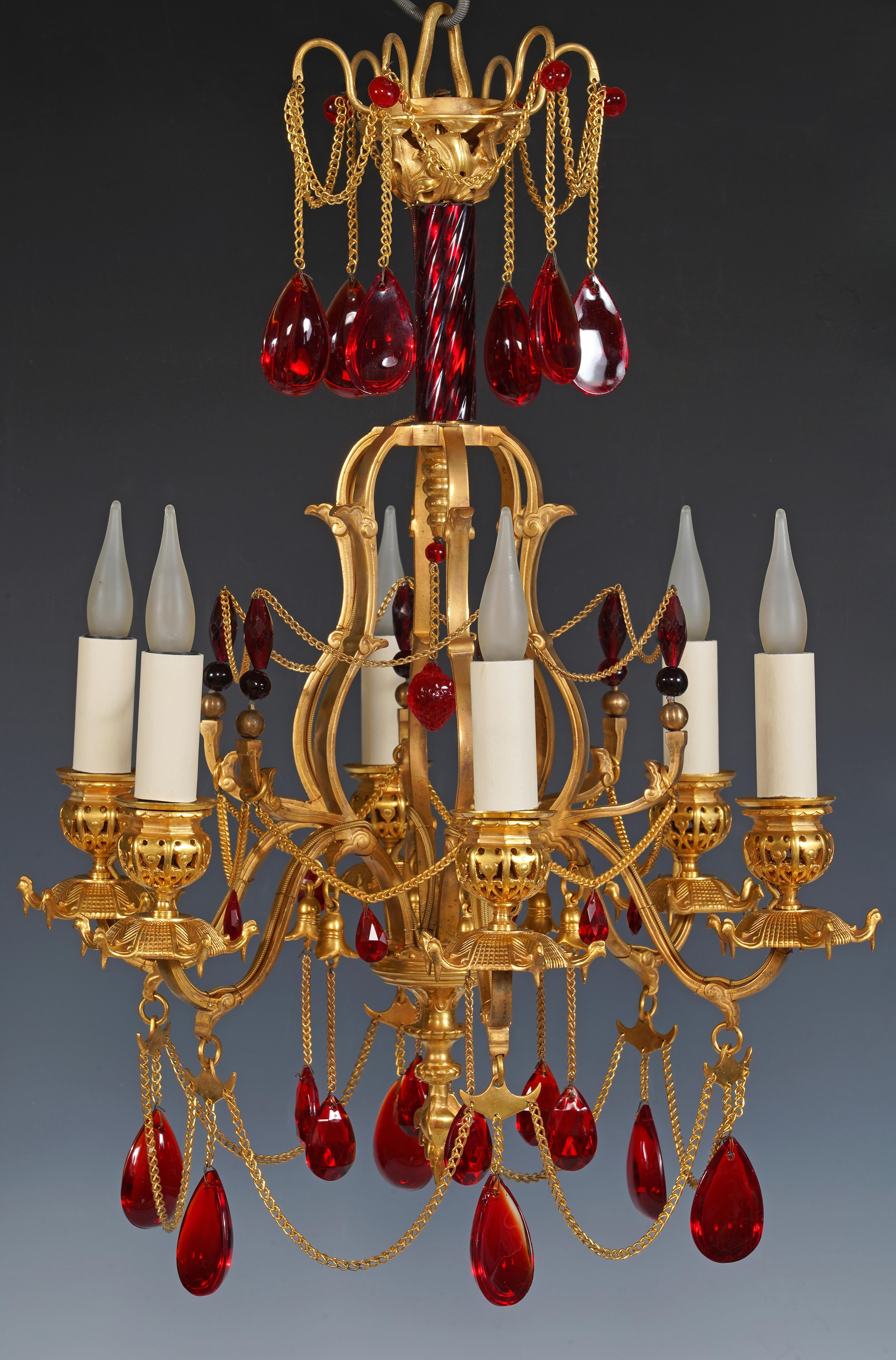 Gilt H. Vian, Orientalist Chandelier, France, circa 1890 For Sale