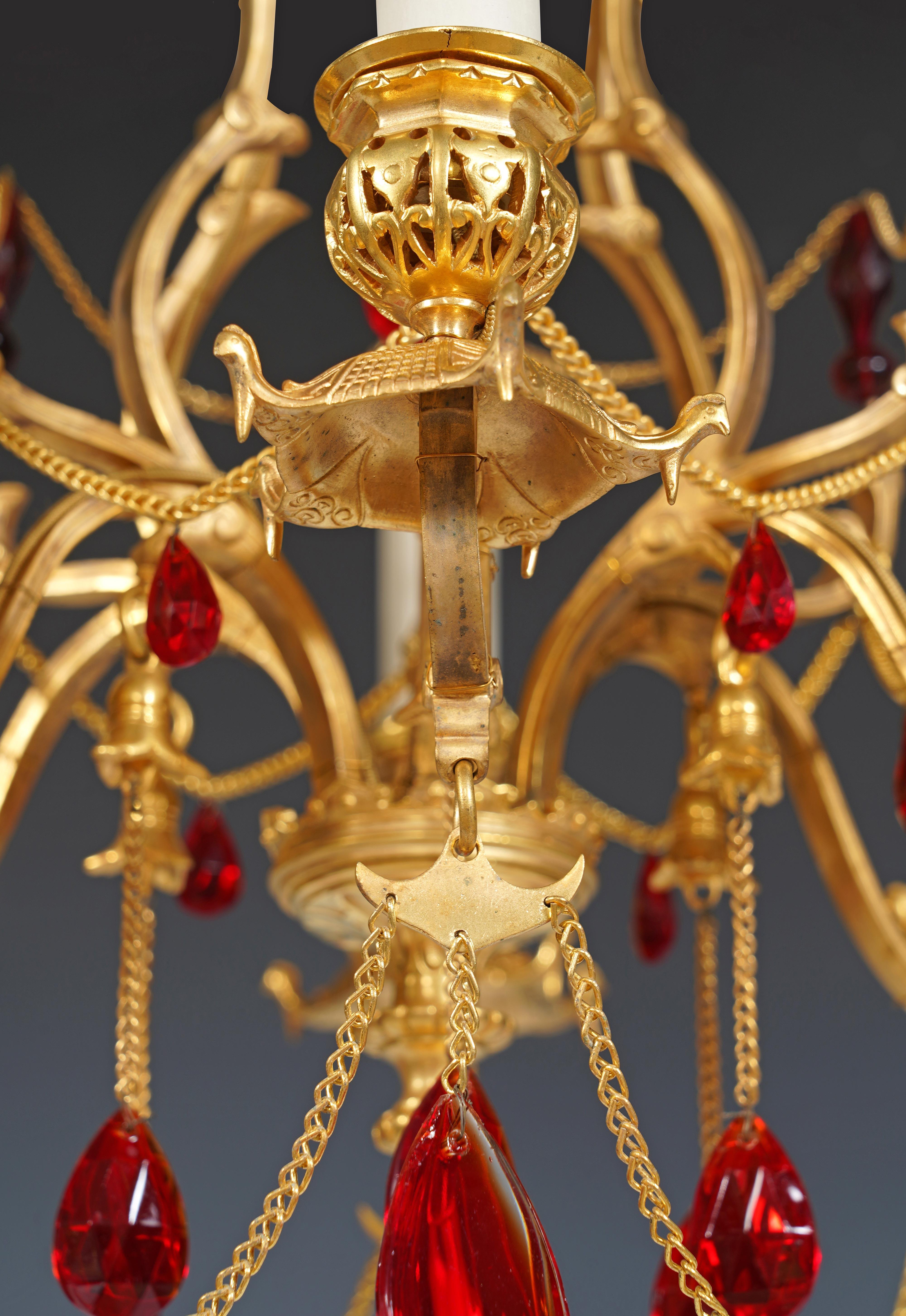 Bronze H. Vian, Orientalist Chandelier, France, circa 1890 For Sale