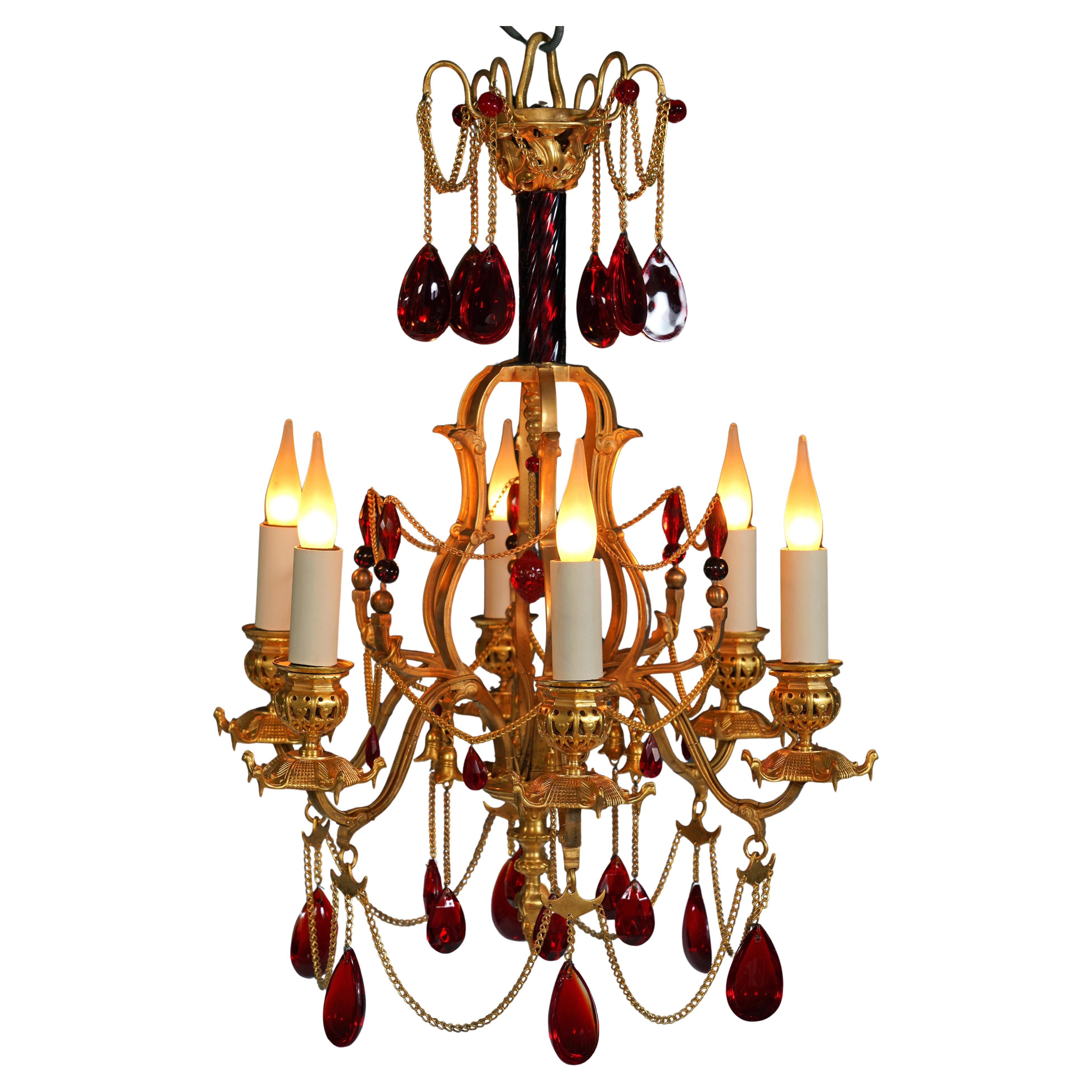 H. Vian, Orientalist Chandelier, France, circa 1890 For Sale