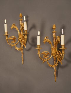 H. Vian, Pair of bronze wall sconces with goats, France, Circa 1870