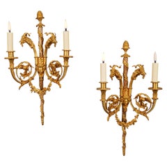 H. Vian, Coppia di applique in bronzo con capre, Francia, 1870 circa