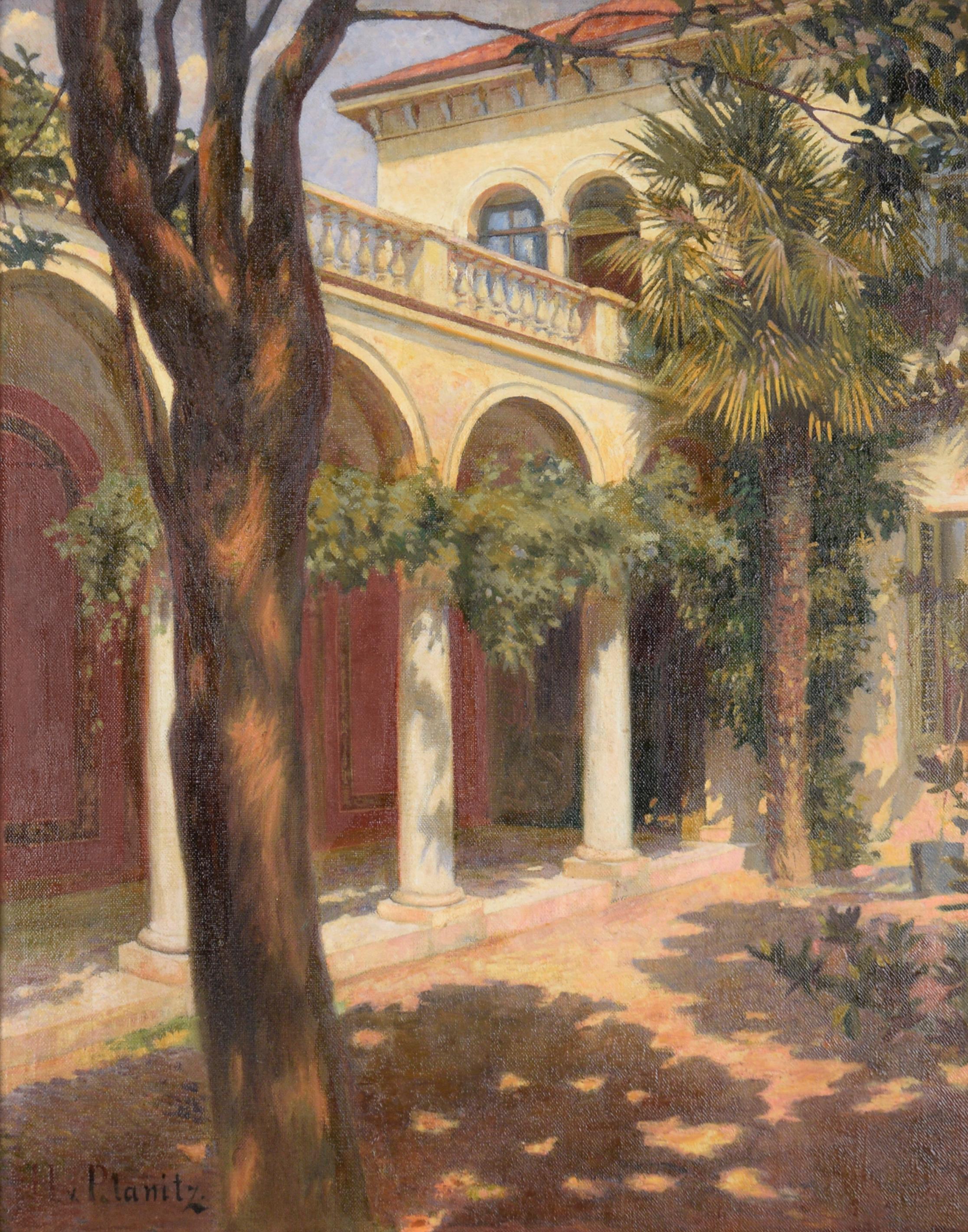 Courtyard Interior - Painting by H. von der Planitz