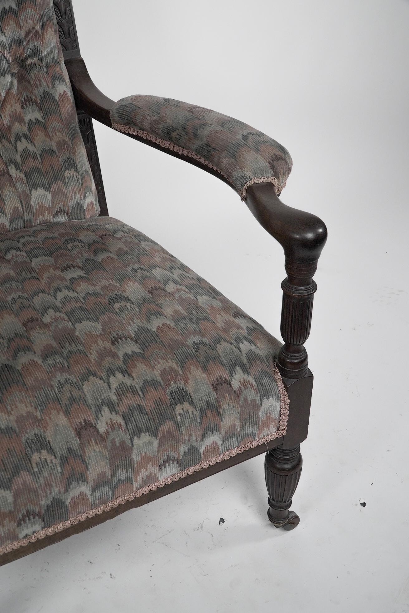19th Century H W Batley attri, Jas Shoolbred An Aesthetic Movement Mahogany Armchair For Sale