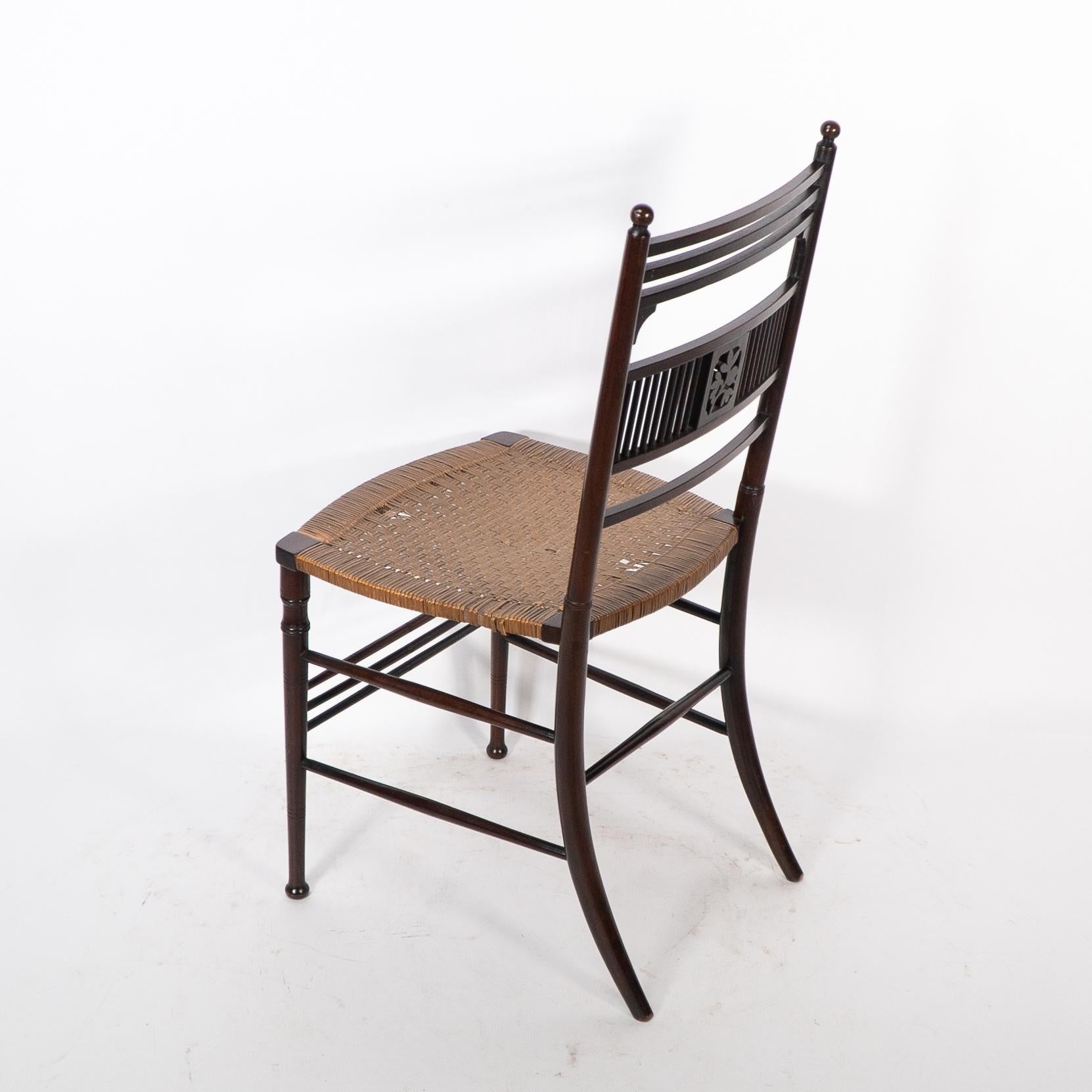H W Batley. Collinson & Lock. An Aesthetic Movement side chair with floral decor For Sale 6