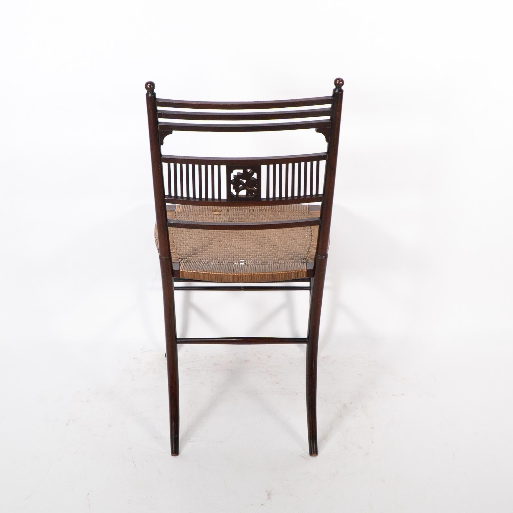 H W Batley. Collinson & Lock. An Aesthetic Movement side chair with floral decor For Sale 7