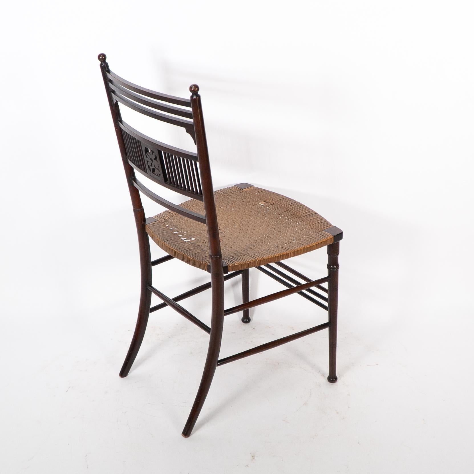 H W Batley. Collinson & Lock. An Aesthetic Movement side chair with floral decor For Sale 8