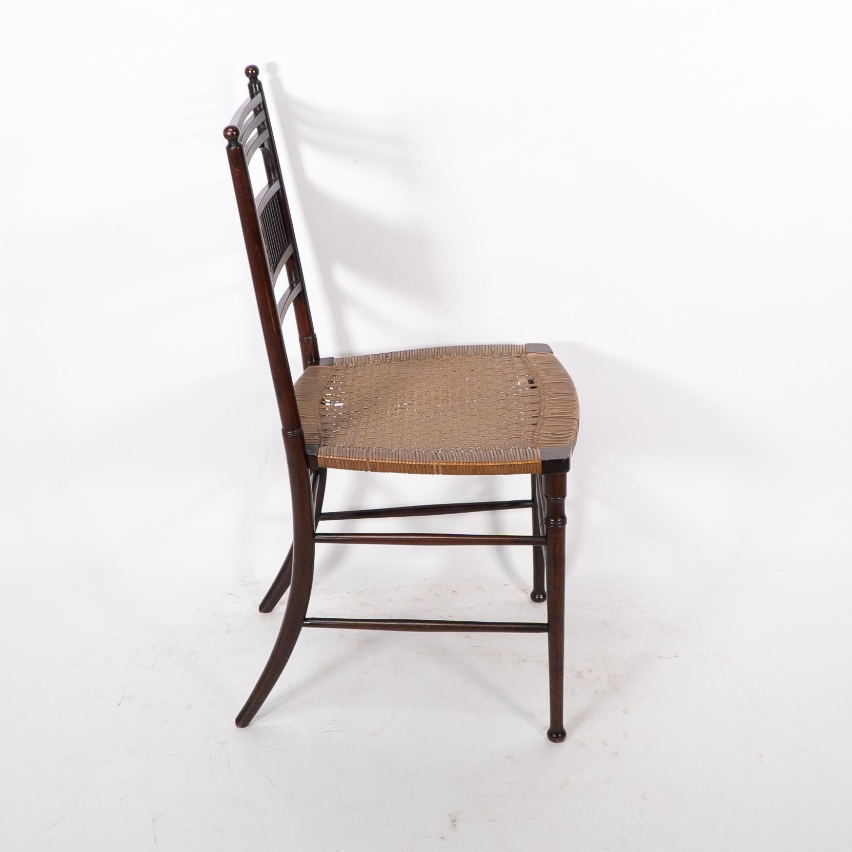 H W Batley. Collinson & Lock. An Aesthetic Movement side chair with floral decor In Good Condition For Sale In London, GB